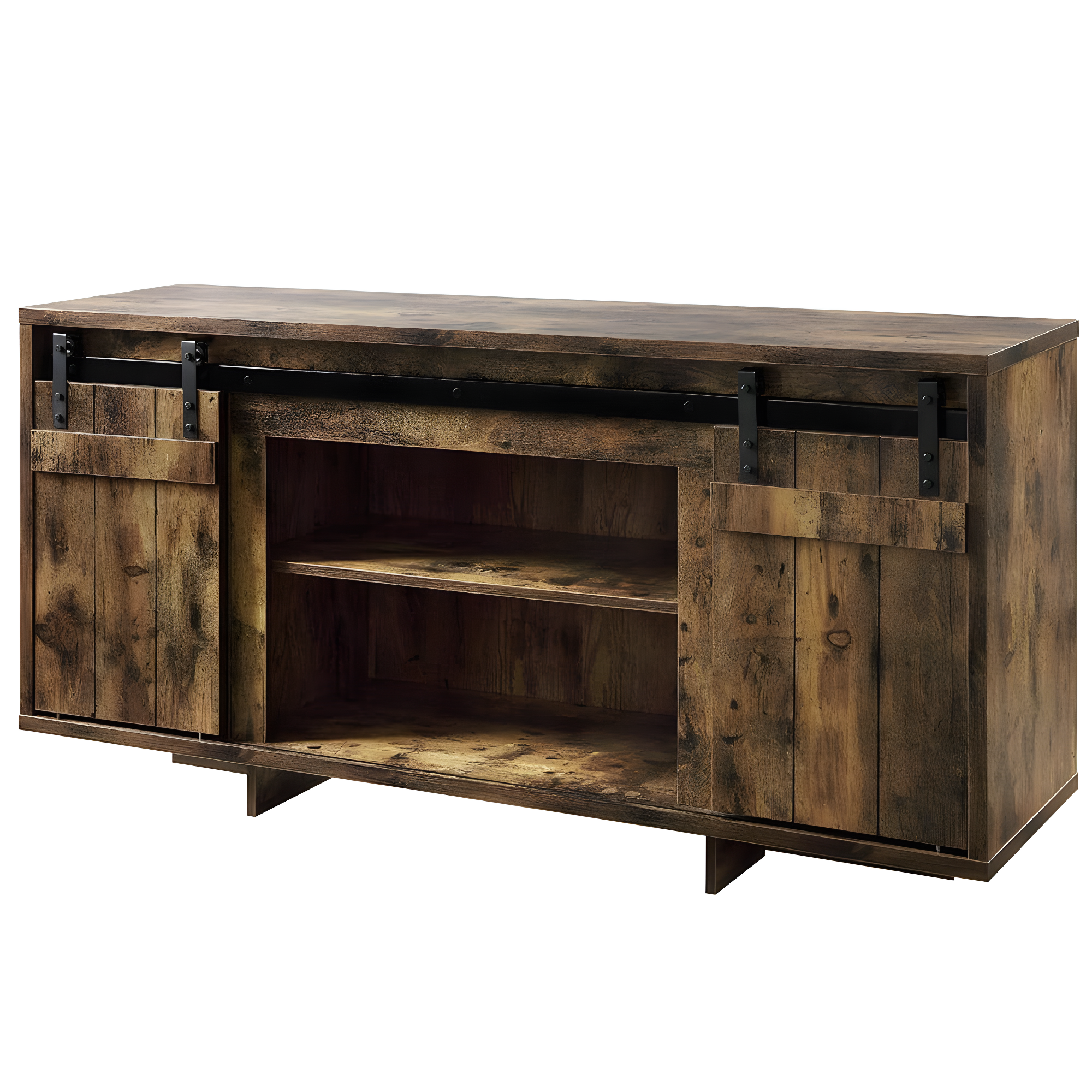 Acme Furniture 60" Bellarosa TV Stand for TVs up to 60" Rustic Oak: Wood Frame, Fixed Shelves, Assembly Required