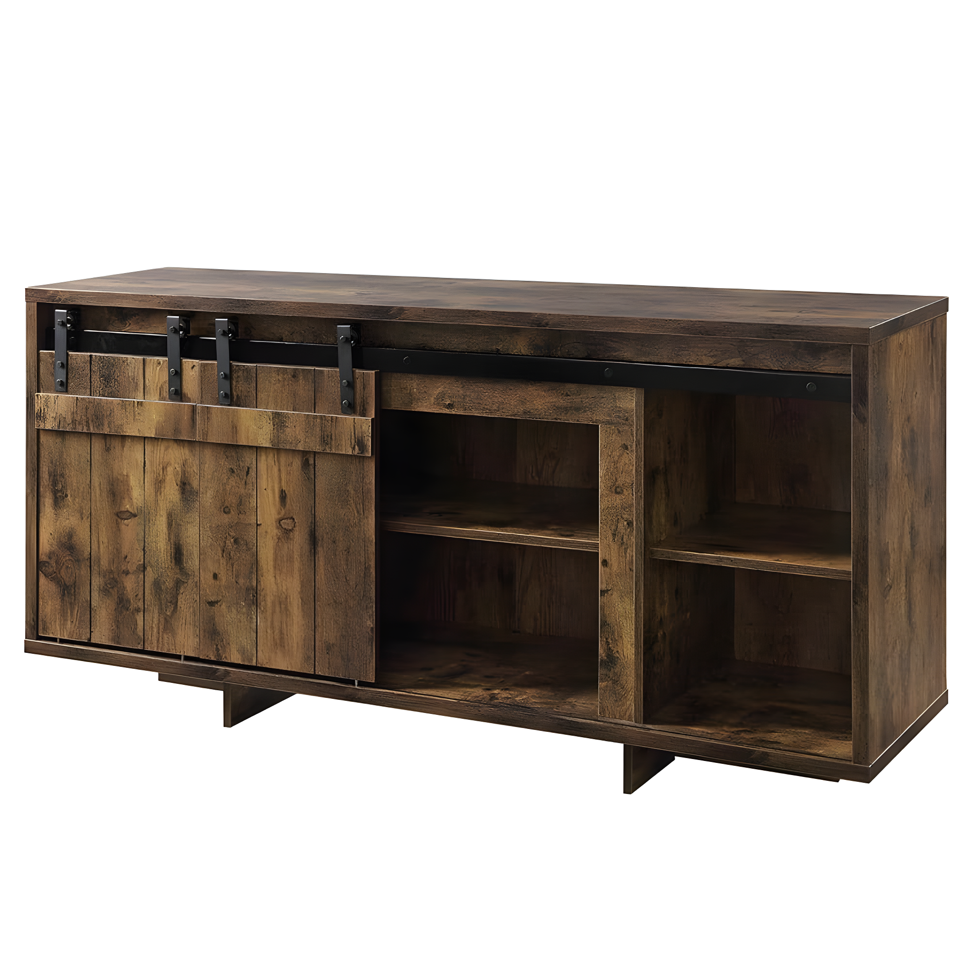 Acme Furniture 60" Bellarosa TV Stand for TVs up to 60" Rustic Oak: Wood Frame, Fixed Shelves, Assembly Required