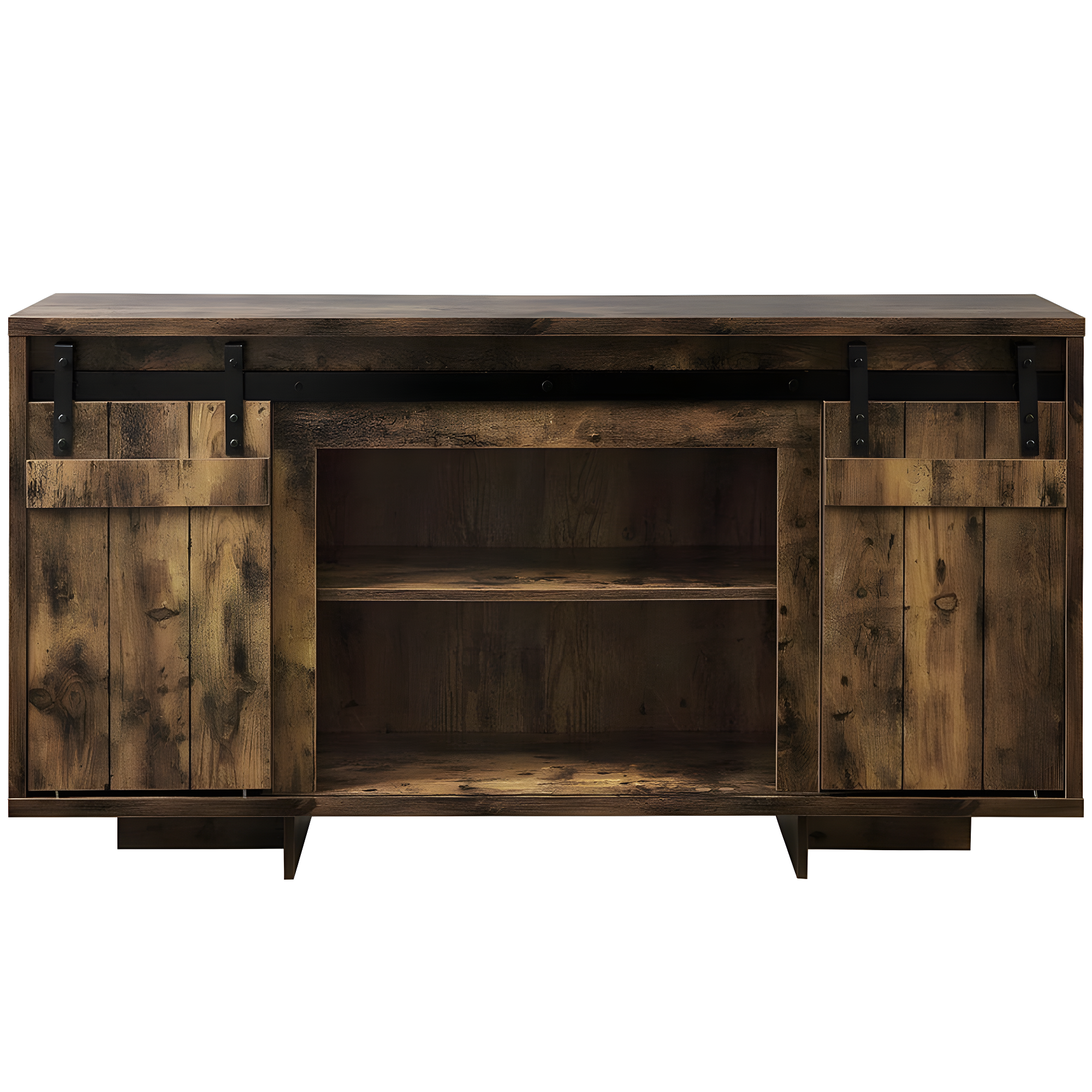 Acme Furniture 60" Bellarosa TV Stand for TVs up to 60" Rustic Oak: Wood Frame, Fixed Shelves, Assembly Required
