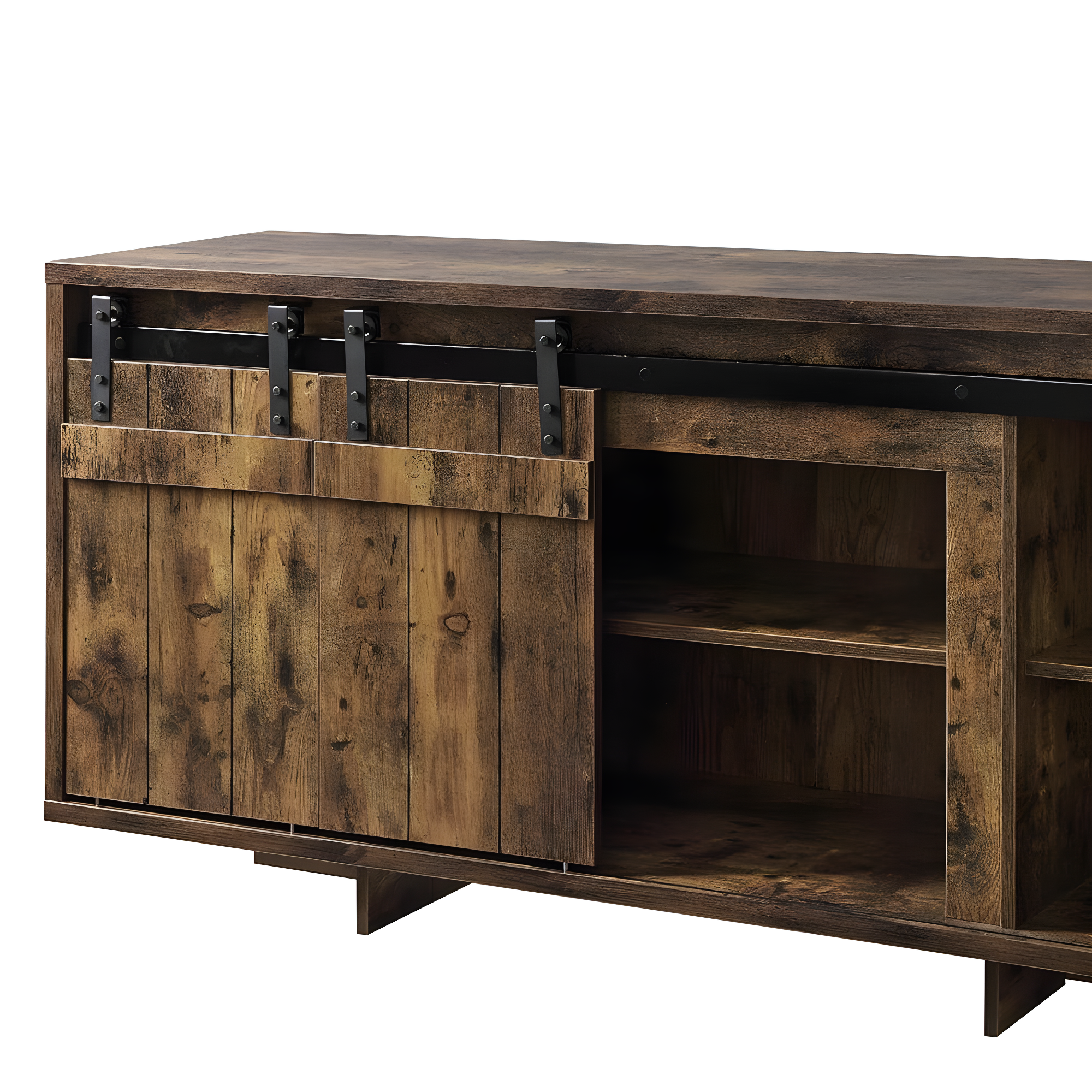 Acme Furniture 60" Bellarosa TV Stand for TVs up to 60" Rustic Oak: Wood Frame, Fixed Shelves, Assembly Required