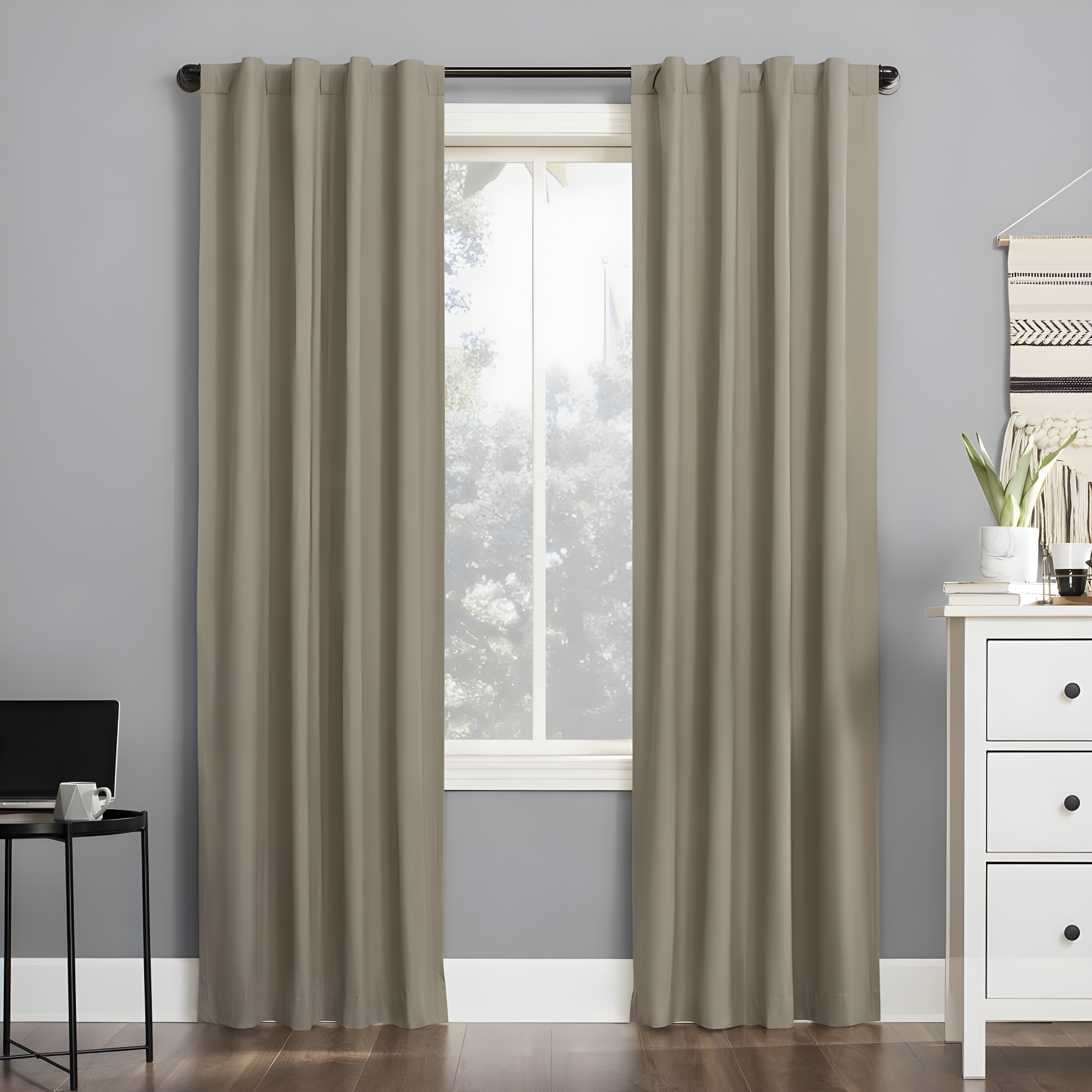 40"x84" Sun Zero 100% Blackout Cyrus Thermal Back Tab Curtain Panel Beige: Modern Indoor Solid Polyester