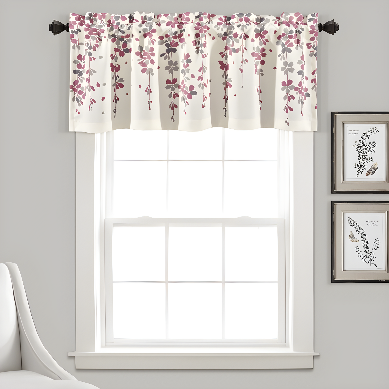 Floral Tailored 52'' W Window Valance