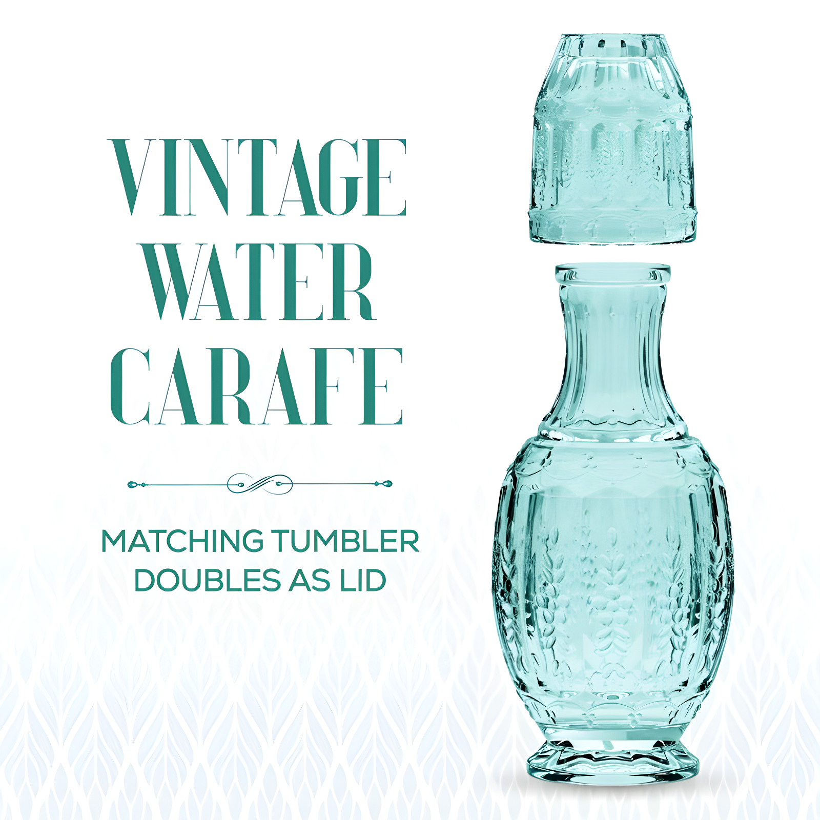 Elle Décor Vintage Night Bedside 33 oz. Water Carafe With Tumbler, 2-Piece Set,Green