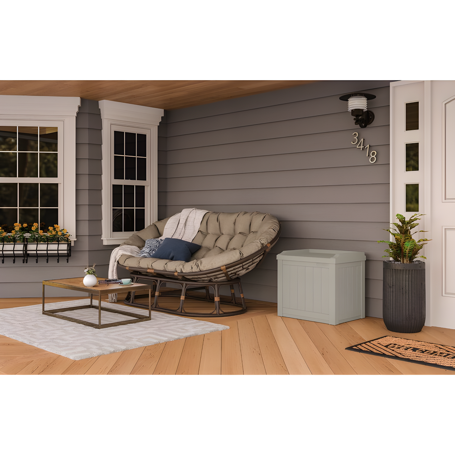 Suncast Suncast 22 Gallon Water Resistant Deck Box with Storage Seat