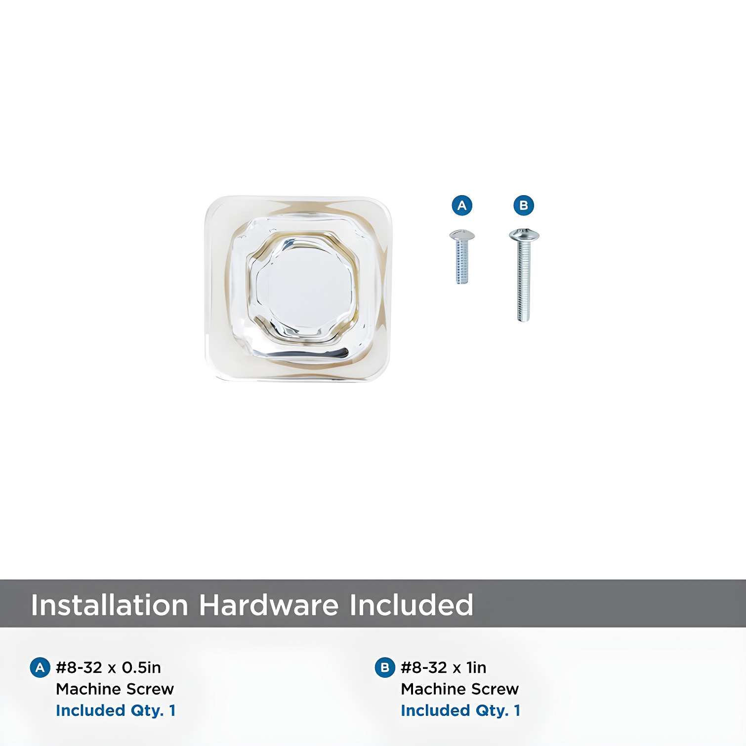 Glacio 1 3/8" Length Square Knob