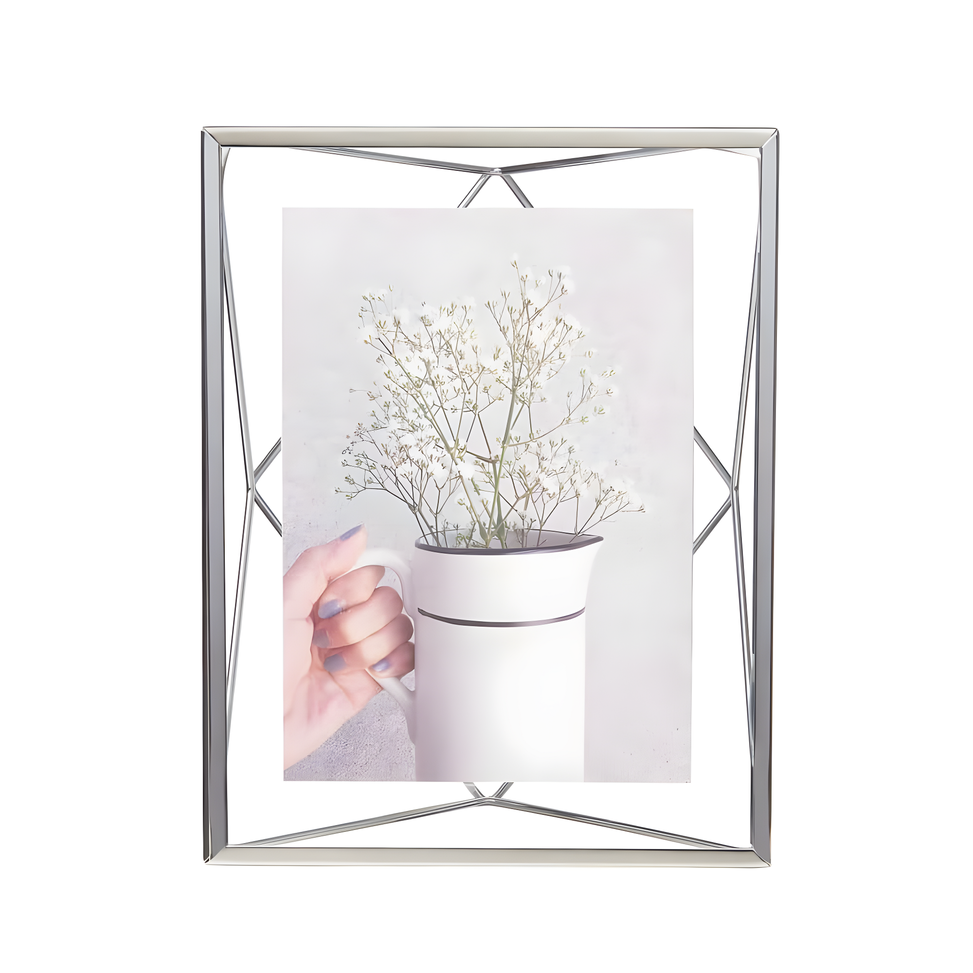 Umbra 5"x7" Prisma Picture Frame Chrome: Modern Geometric Design, Steel Material, Wall or Tabletop Display