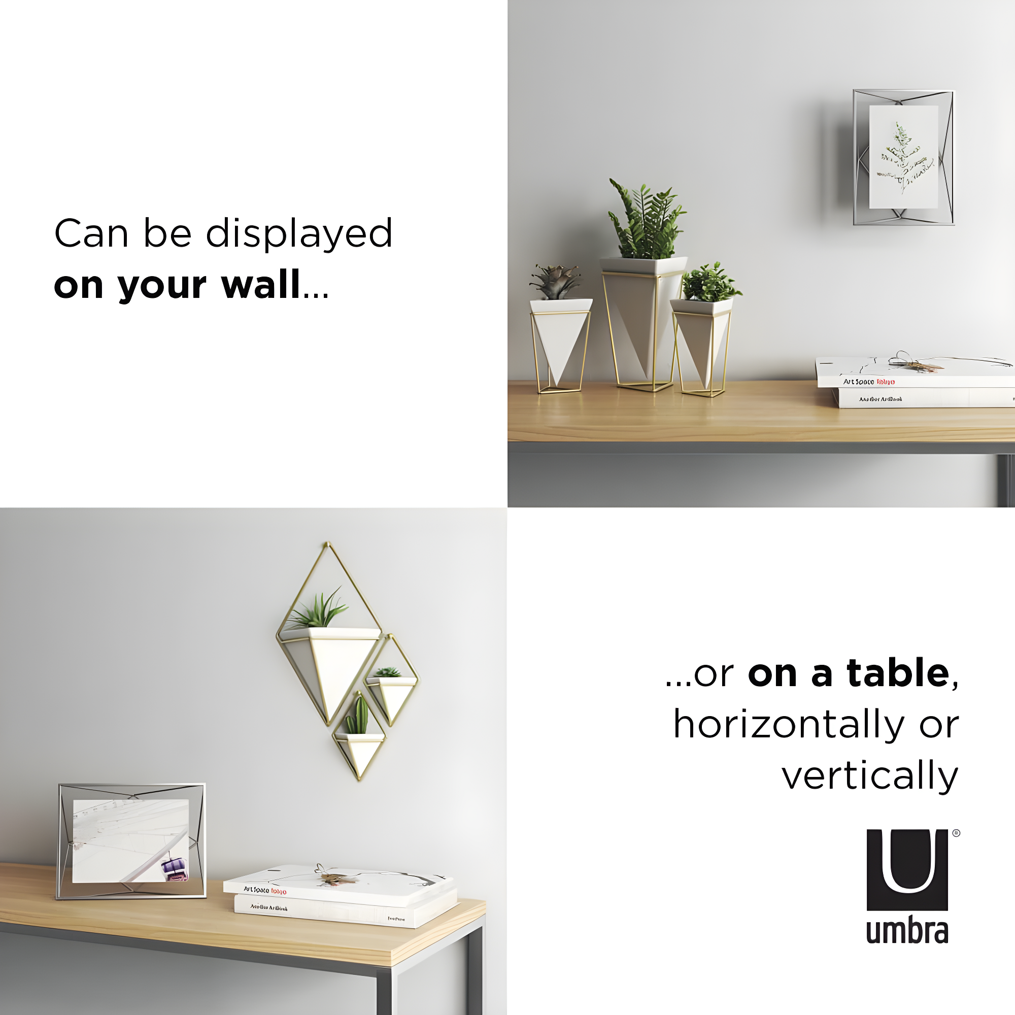 Umbra 5"x7" Prisma Picture Frame Chrome: Modern Geometric Design, Steel Material, Wall or Tabletop Display