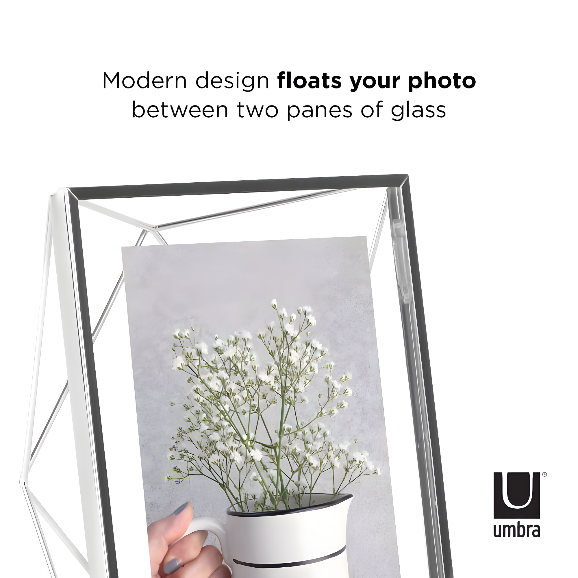 Umbra 5"x7" Prisma Picture Frame Chrome: Modern Geometric Design, Steel Material, Wall or Tabletop Display