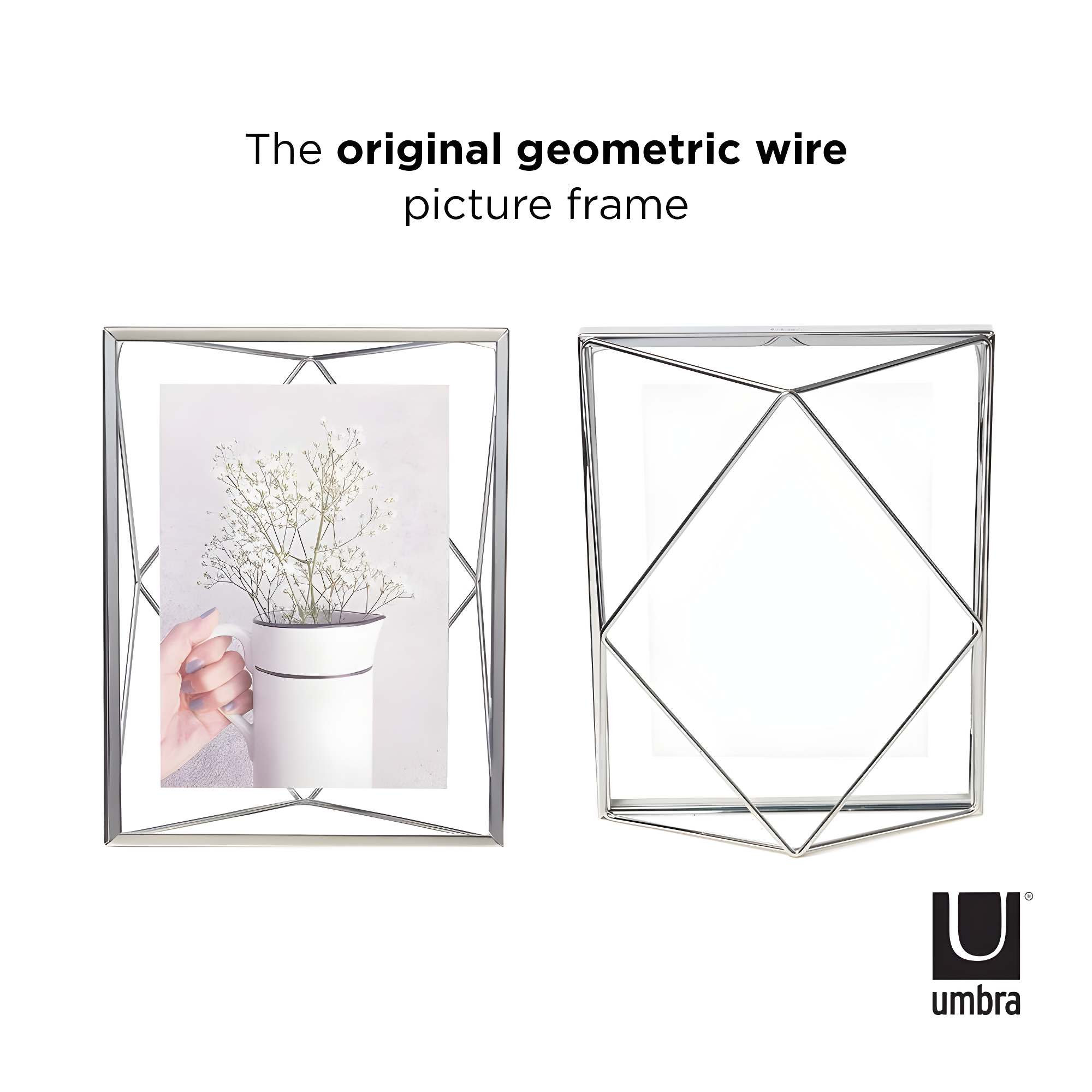 Umbra 5"x7" Prisma Picture Frame Chrome: Modern Geometric Design, Steel Material, Wall or Tabletop Display