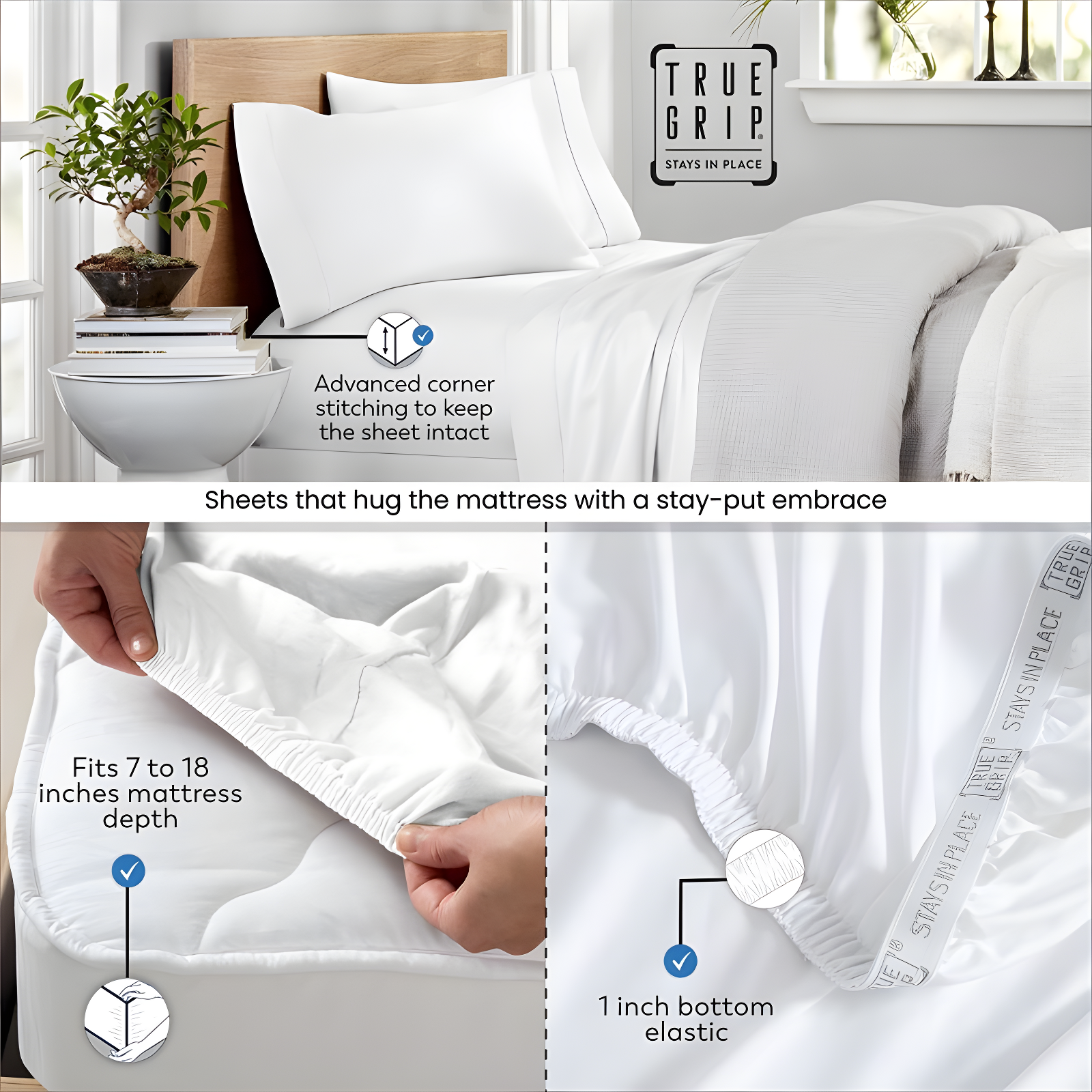 Purity Home Full 300 Thread Count Organic Cotton Brushed Percale Sheet Set Arctic White: GOTS Certified, Deep Pocket, Includes 4pc
