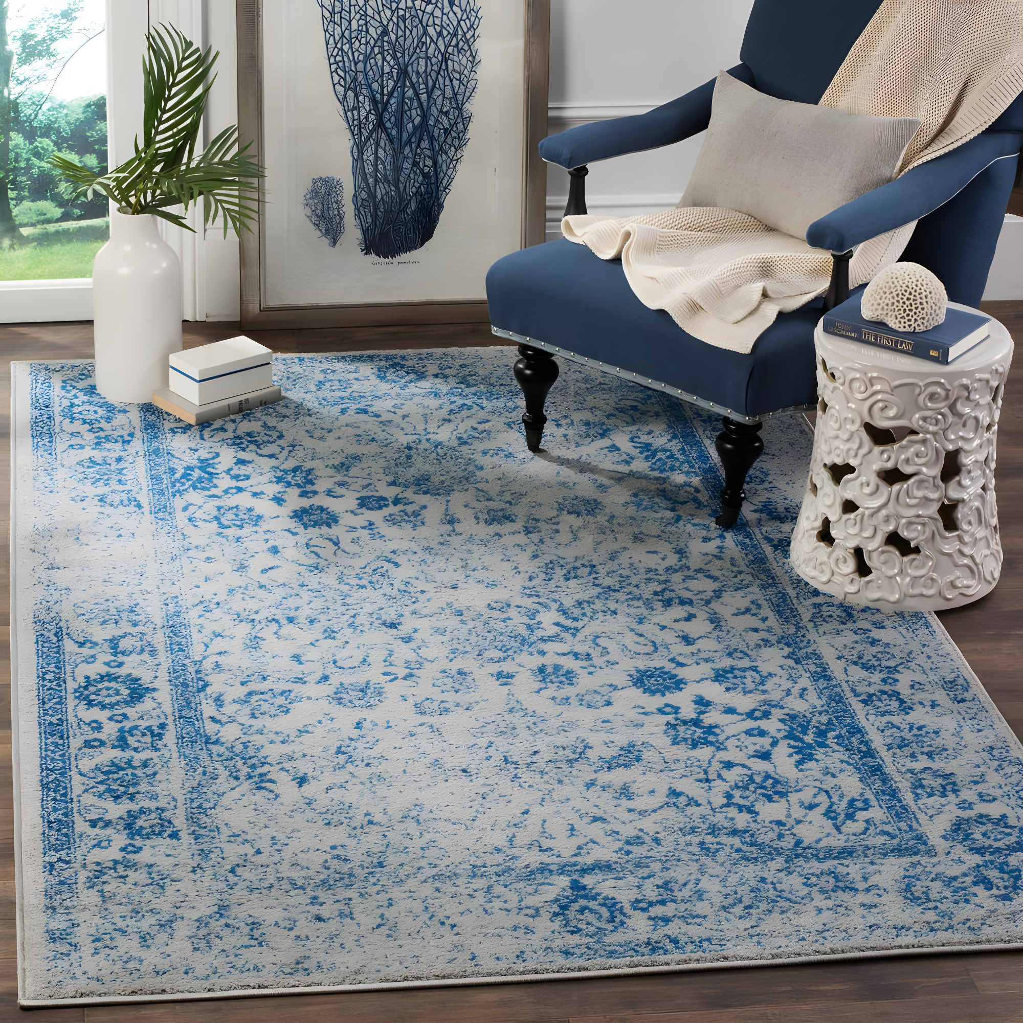 Adirondack ADR109 Machine Made Indoor Area Rug - Grey/Blue - 4'x6' - Safavieh