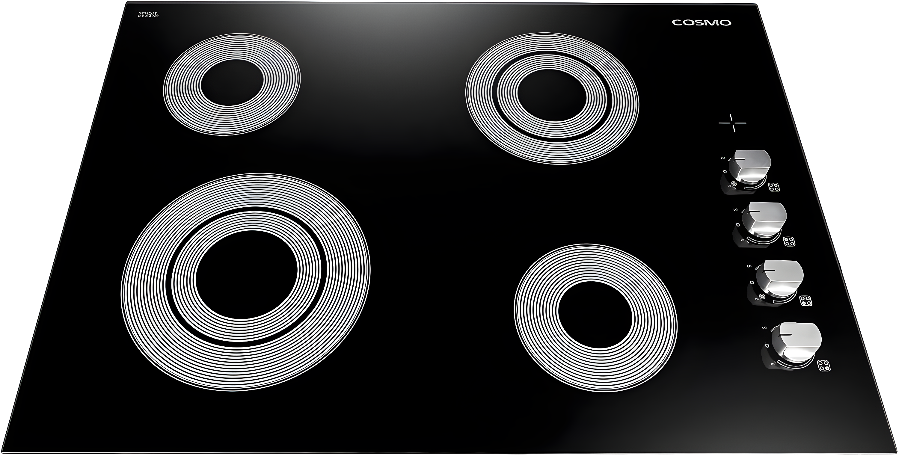 Cosmo 30 in. Electric Ceramic Glass Cooktop with 4 Burners, Dual Zone Elements, Hot Surface Indicator Light and Control Knobs