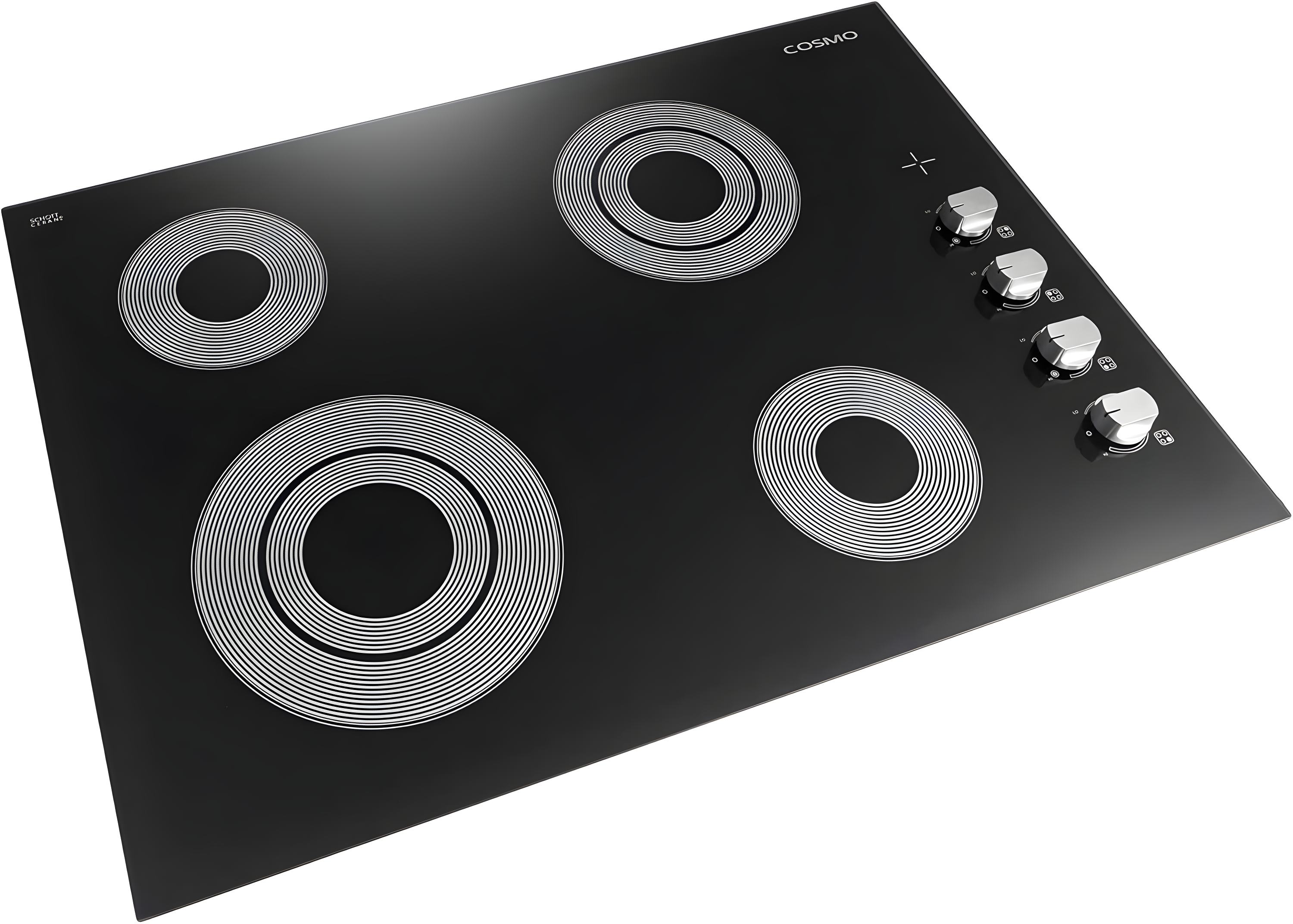 Cosmo 30 in. Electric Ceramic Glass Cooktop with 4 Burners, Dual Zone Elements, Hot Surface Indicator Light and Control Knobs