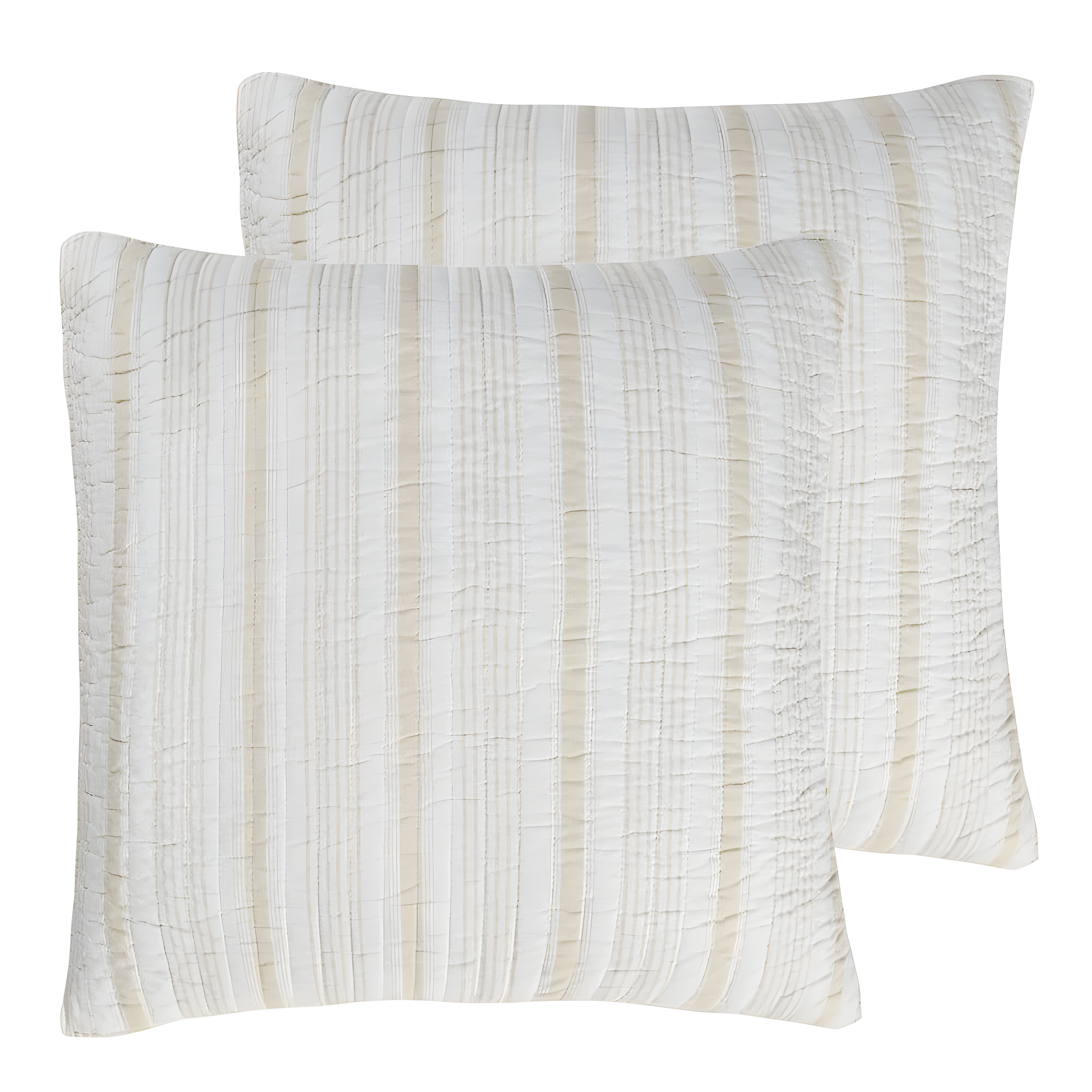 Levtex Home - Camden Euro Sham Set of 2, Taupe and Cream, Stripe