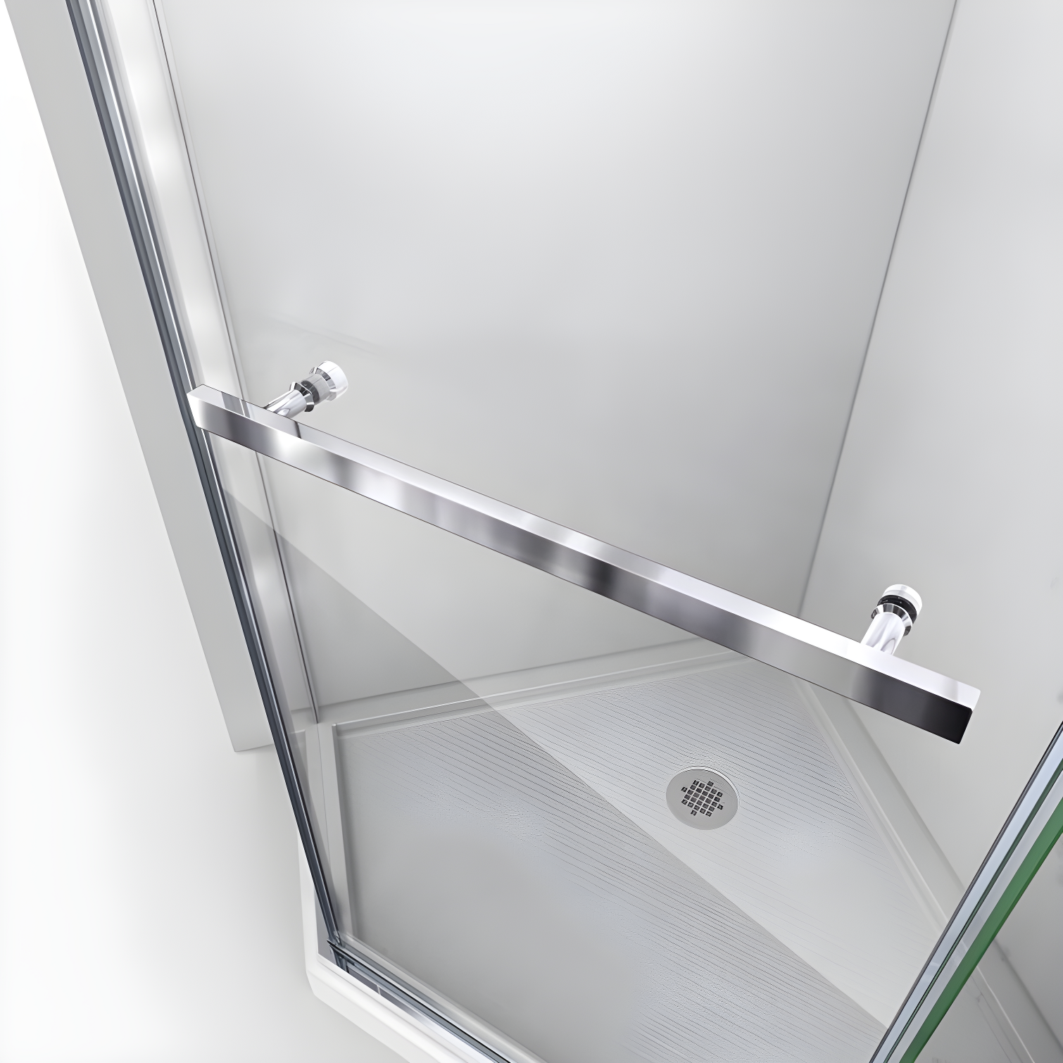 Prism 40" W x 40" D x 74.75" H Frameless Neo-Angle Reversible Shower Kit with Towel Bar and Base Included