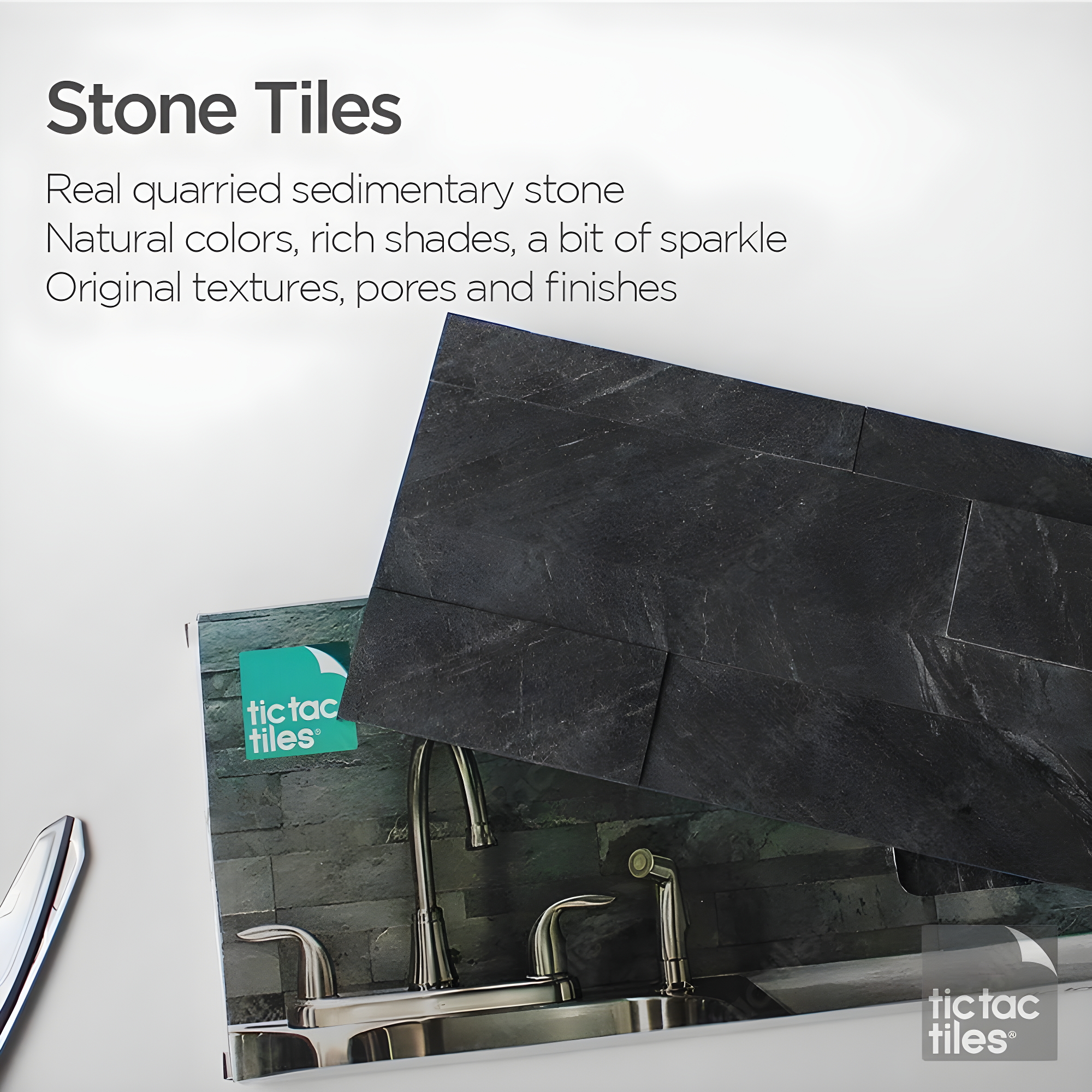 6'' W x 24'' L Natural Stone Peel and Stick Mosaic Tile