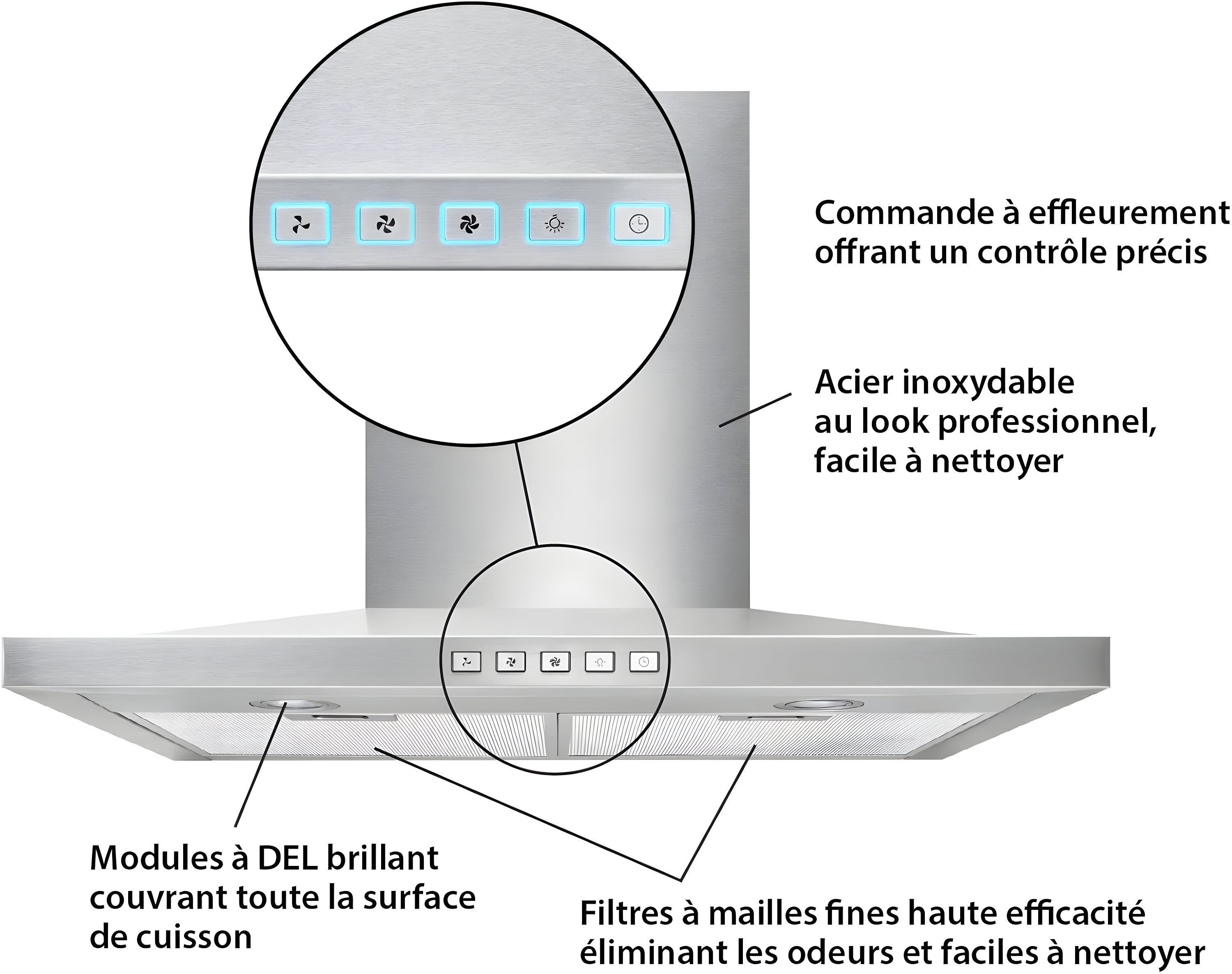 30 in. Convertible Wall Mount Low Profile Pyramidal Chimney Range Hood, 450 Max CFM, Stainless Steel