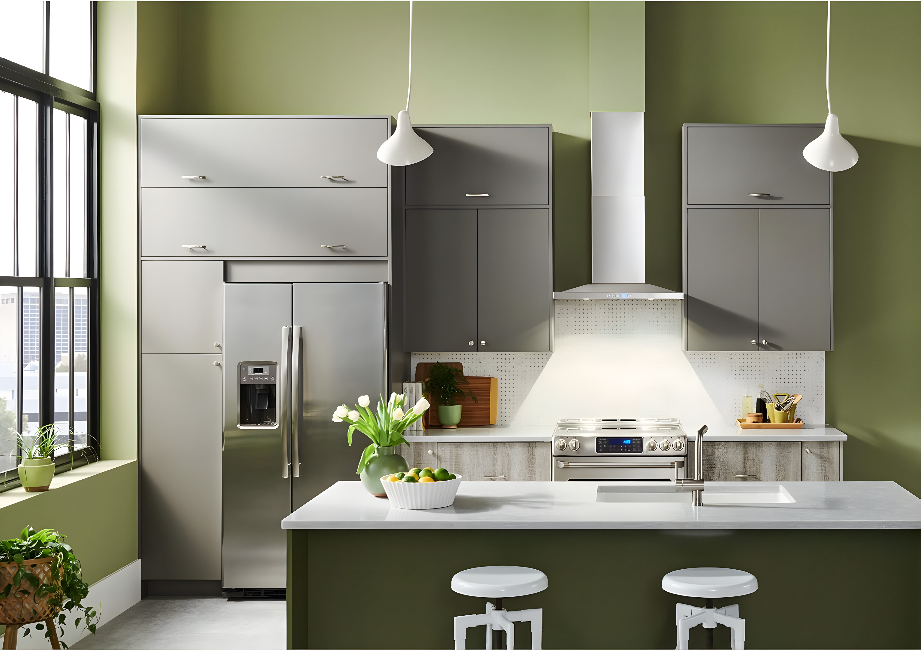 30 in. Convertible Wall Mount Low Profile Pyramidal Chimney Range Hood, 450 Max CFM, Stainless Steel