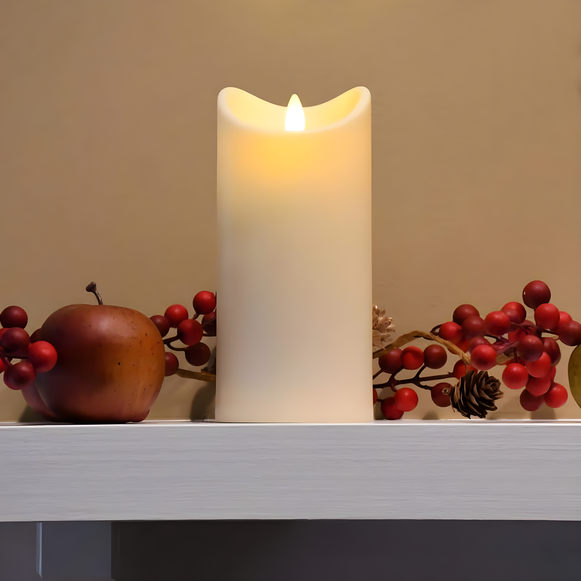LumaBase Battery Operated Pillar Candle with Moving Flame (7 inches)