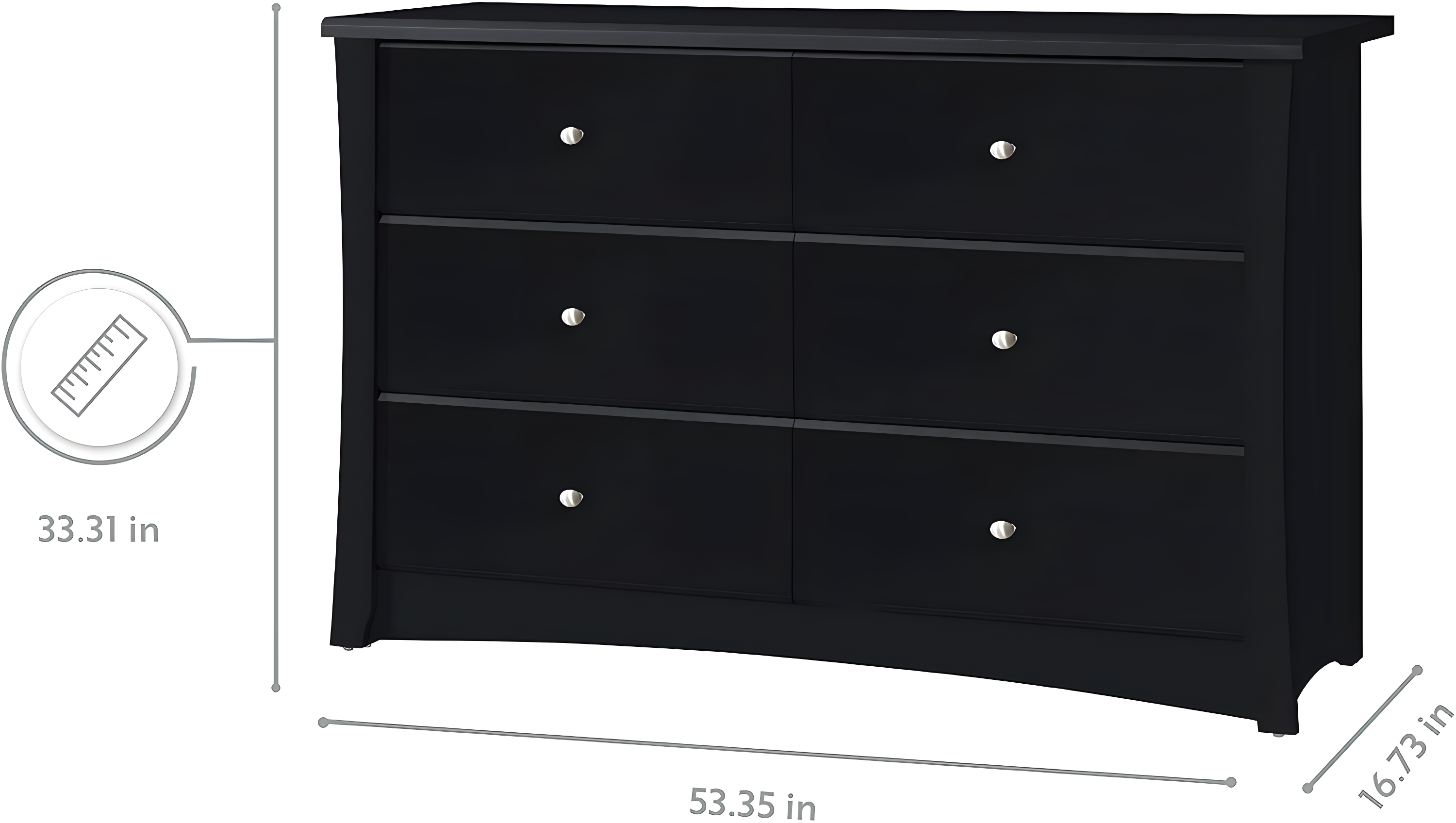 Crescent 6 Drawer Double Dresser