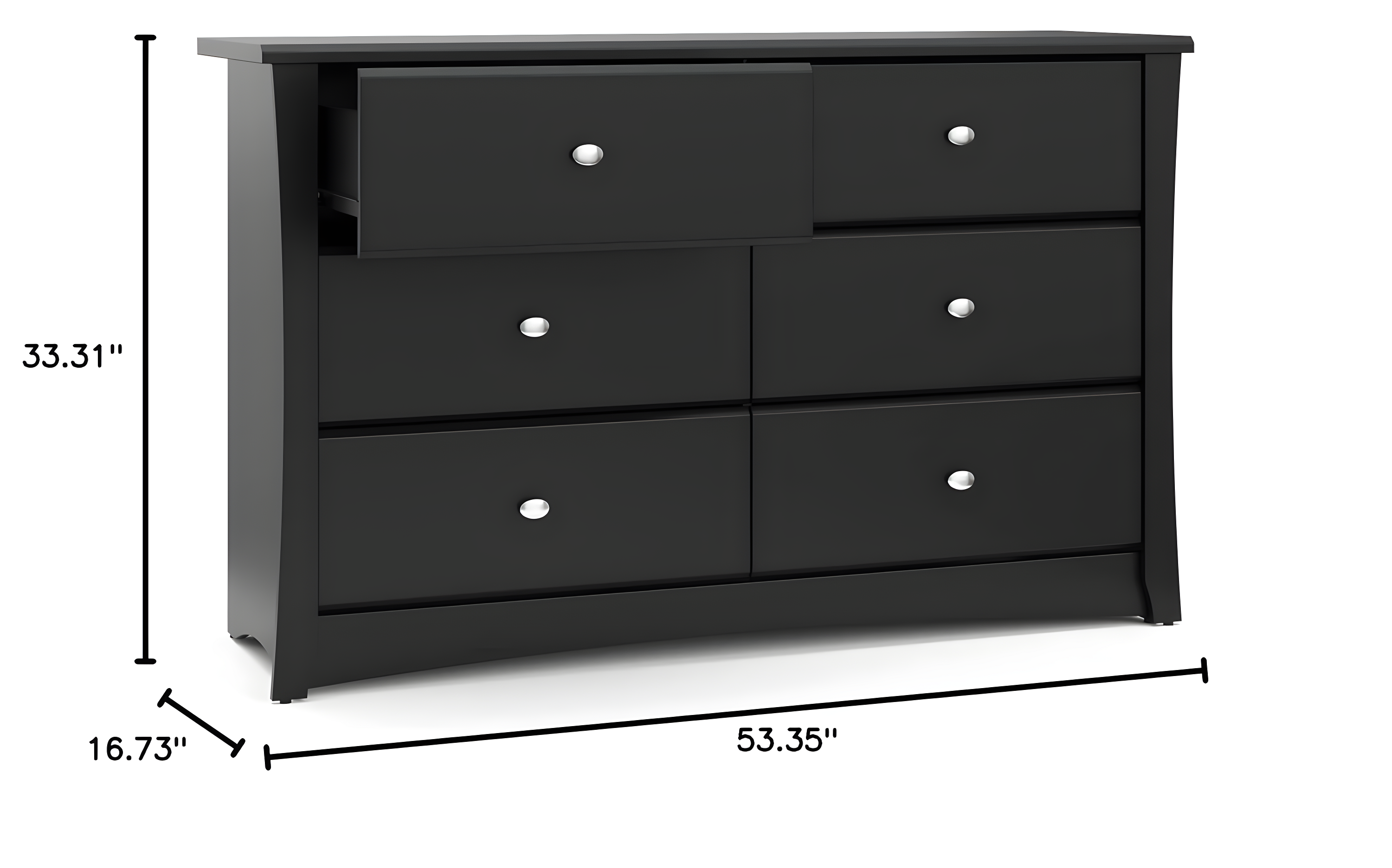 Crescent 6 Drawer Double Dresser