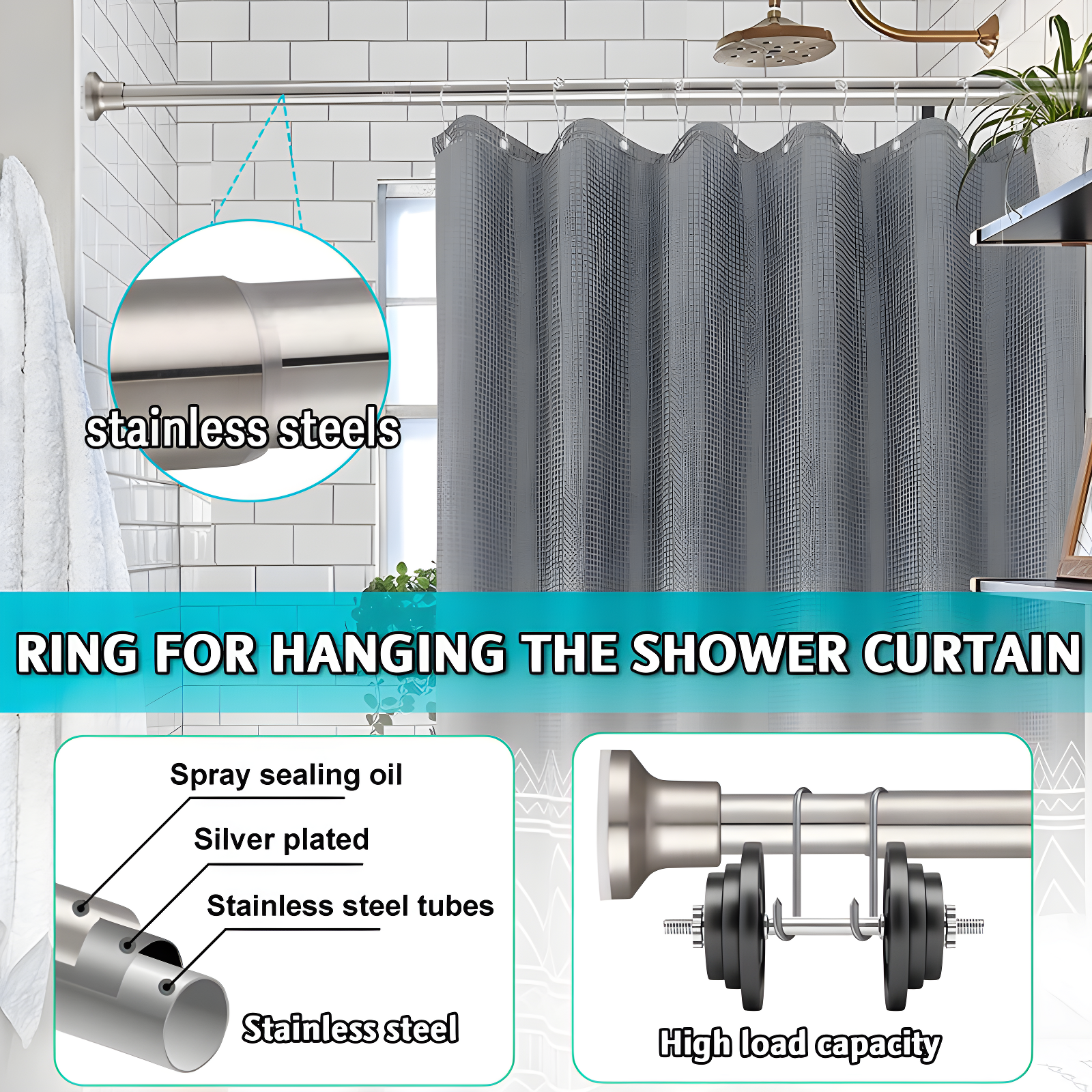 Tromay Heavy Duty Tension Shower Rod