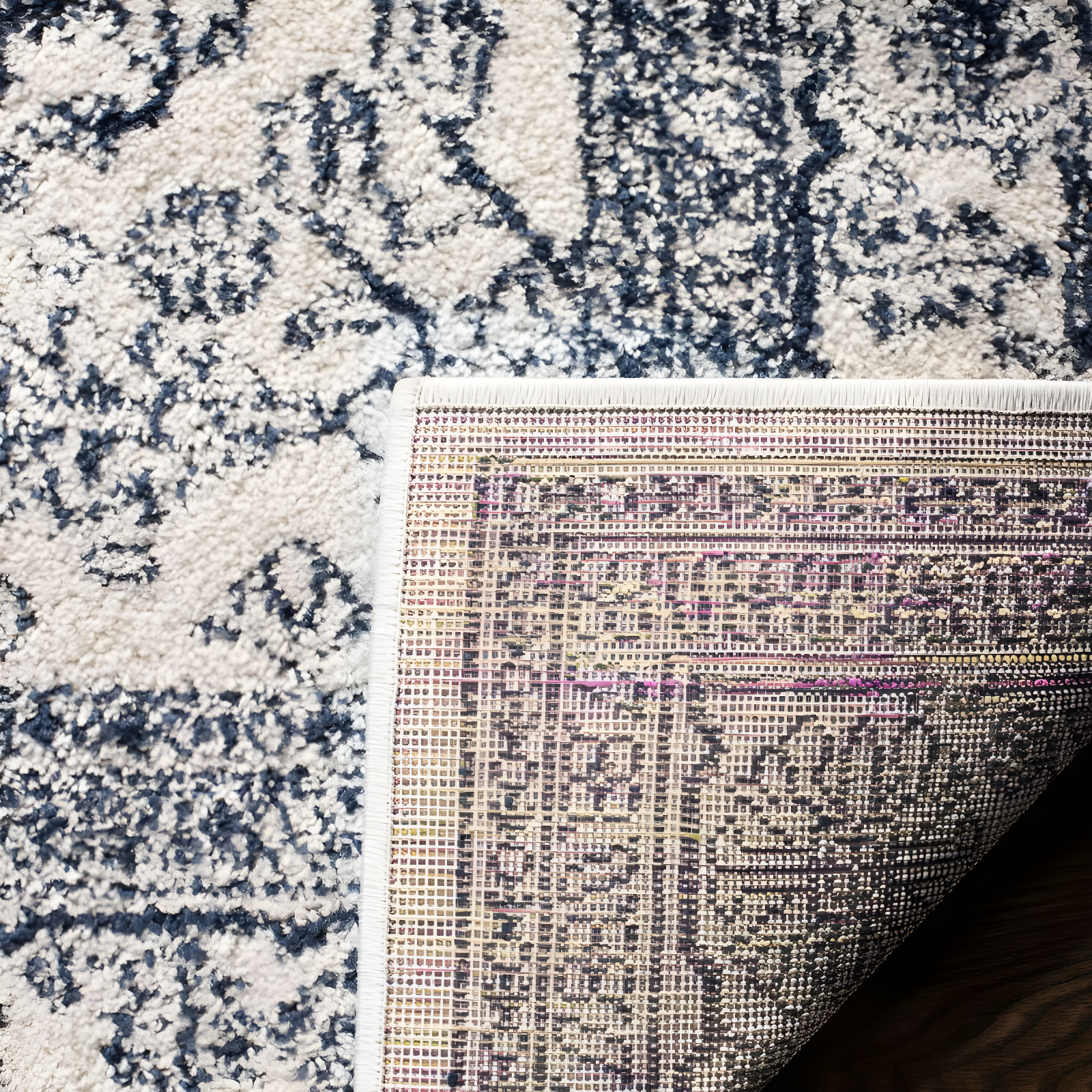 Adirondack ADR108 Power Loomed Runner Rug - Ivory/Navy - 2'6"x12' - Safavieh.