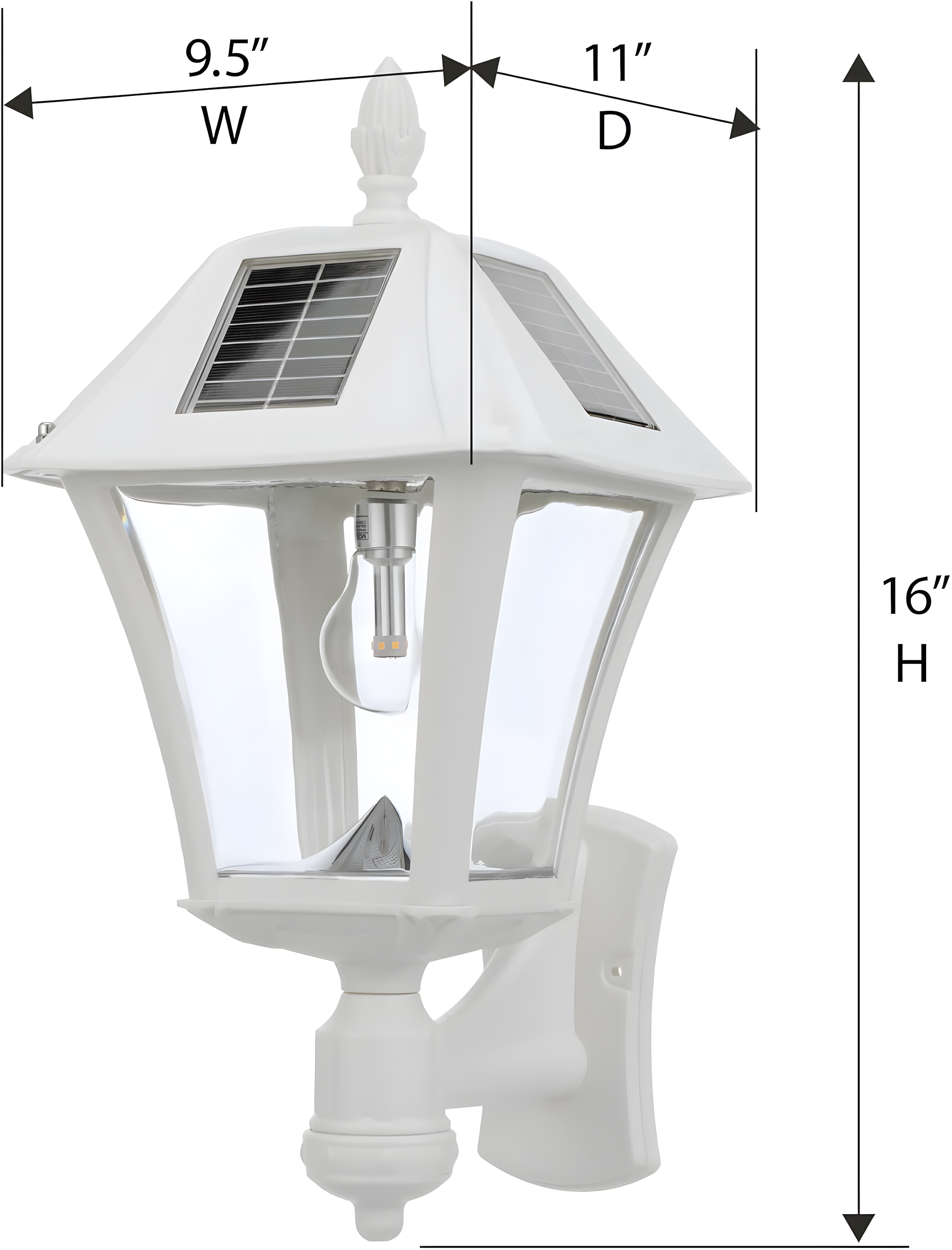 Baytown Ii Bulb Solar Light - Warm White LEDs- Wall/pier/ 3 Inch Fitter Mounts