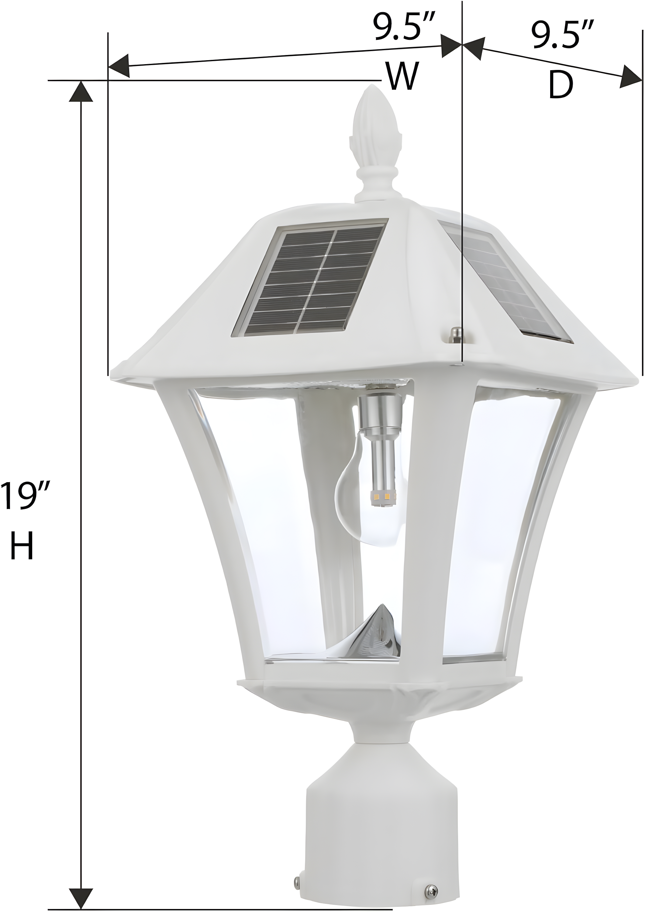 Baytown Ii Bulb Solar Light - Warm White LEDs- Wall/pier/ 3 Inch Fitter Mounts