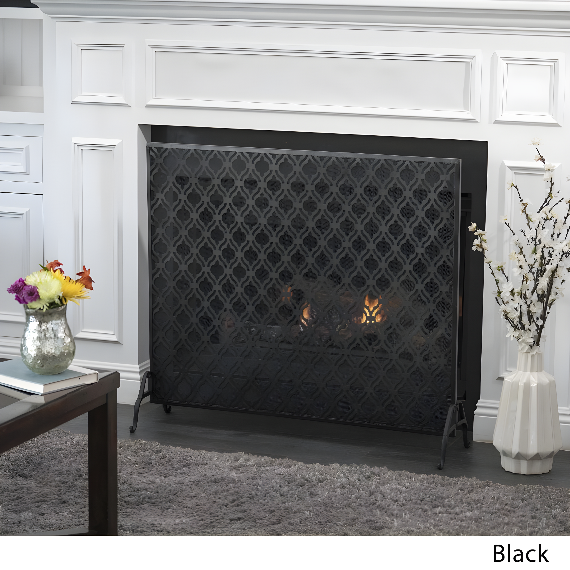 Fleur De Lis Living Tennison 1 Panel Iron Fireplace Screen