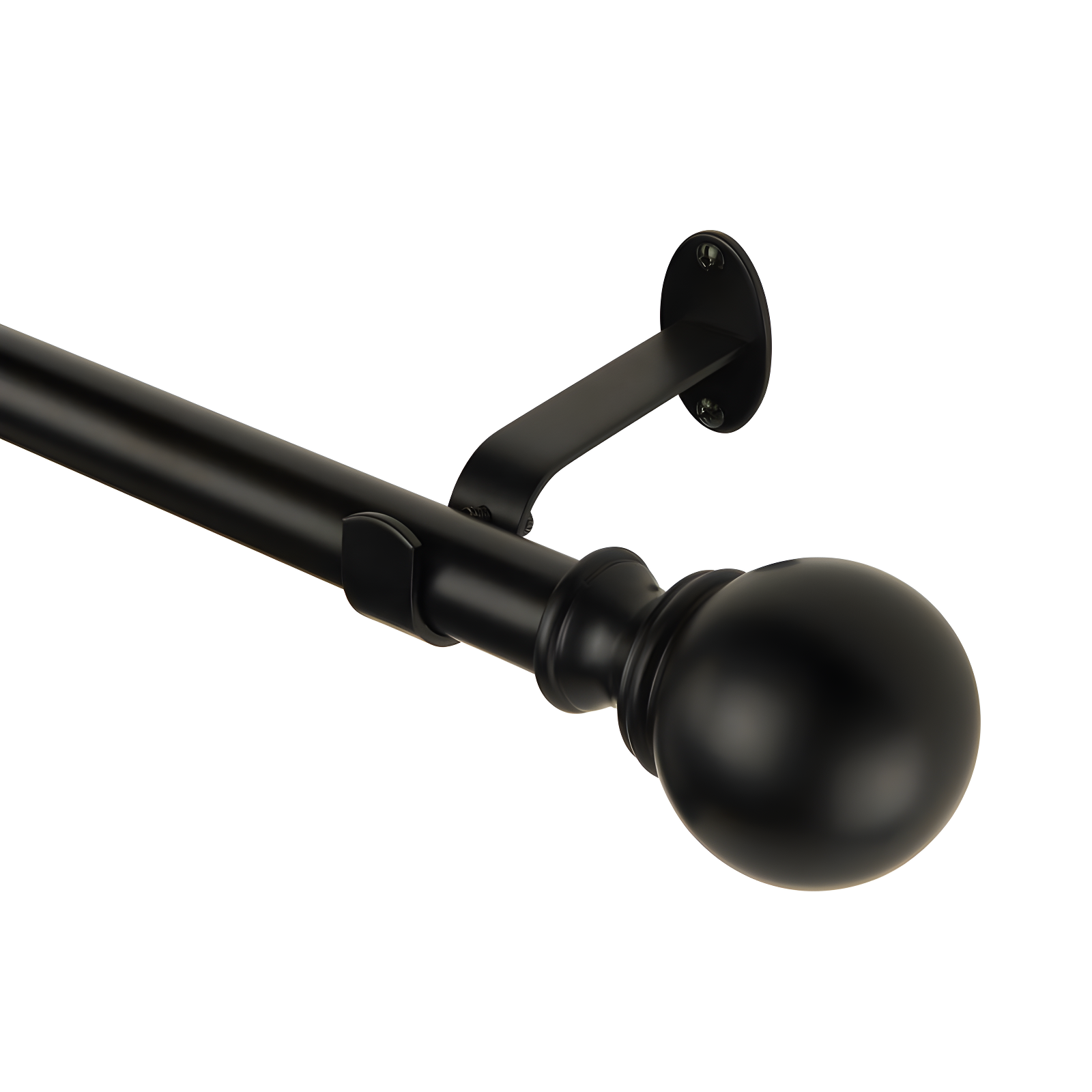 Cordelia 1" Window Drapery Single Curtain Rod with Globe Ball Finial - 86"-120" - Black - Elrene Home Fashions