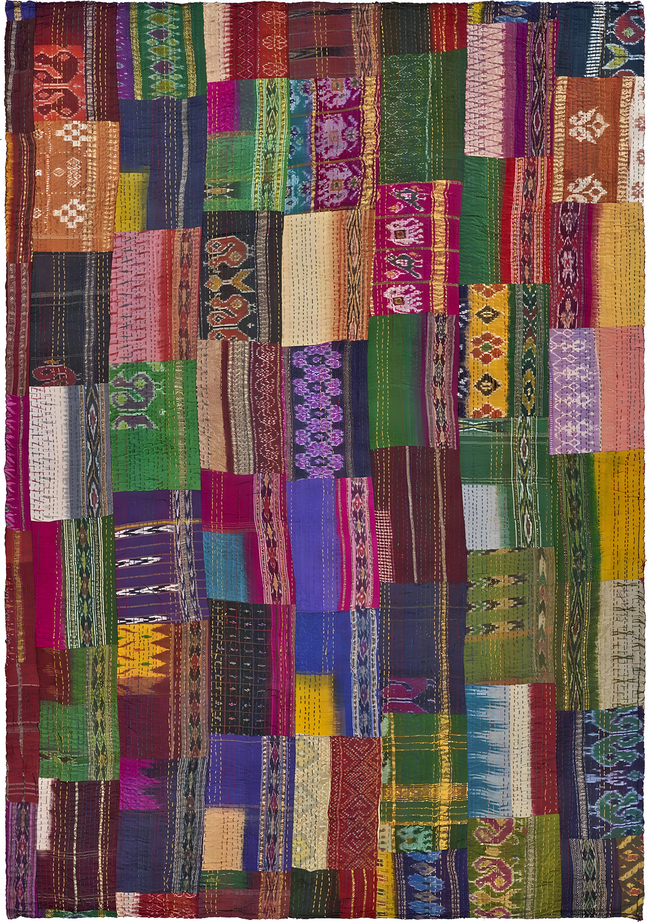 Rajani Home Handmade Kantha Silk Blend Throw Blanket
