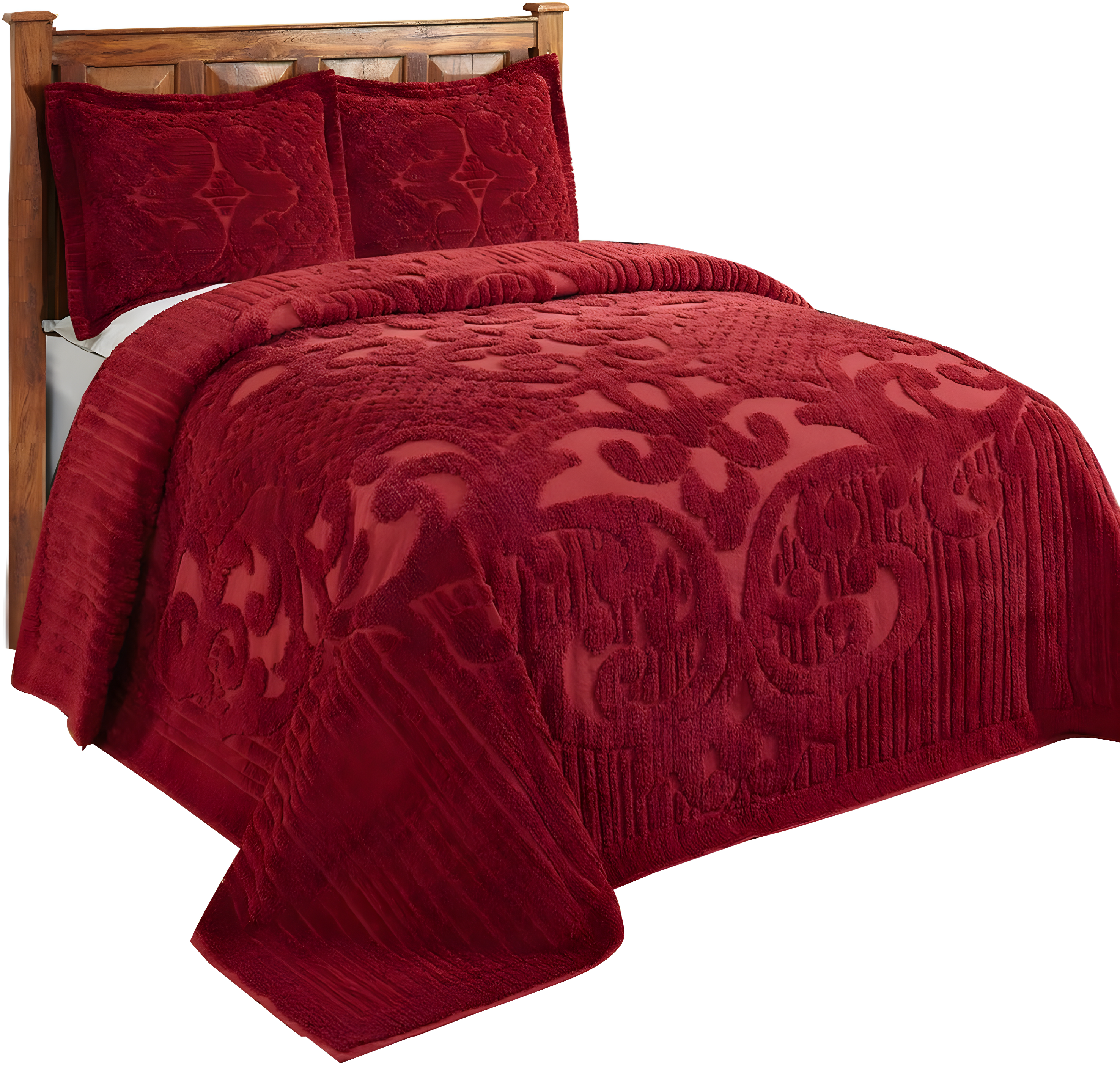 Better Trends Ashton Collection: Luxurious Medallion Design Bedspread - Super Soft, Lightweight, 100% Cotton, Tufted, Twin (81" x 110"), Burgundy
