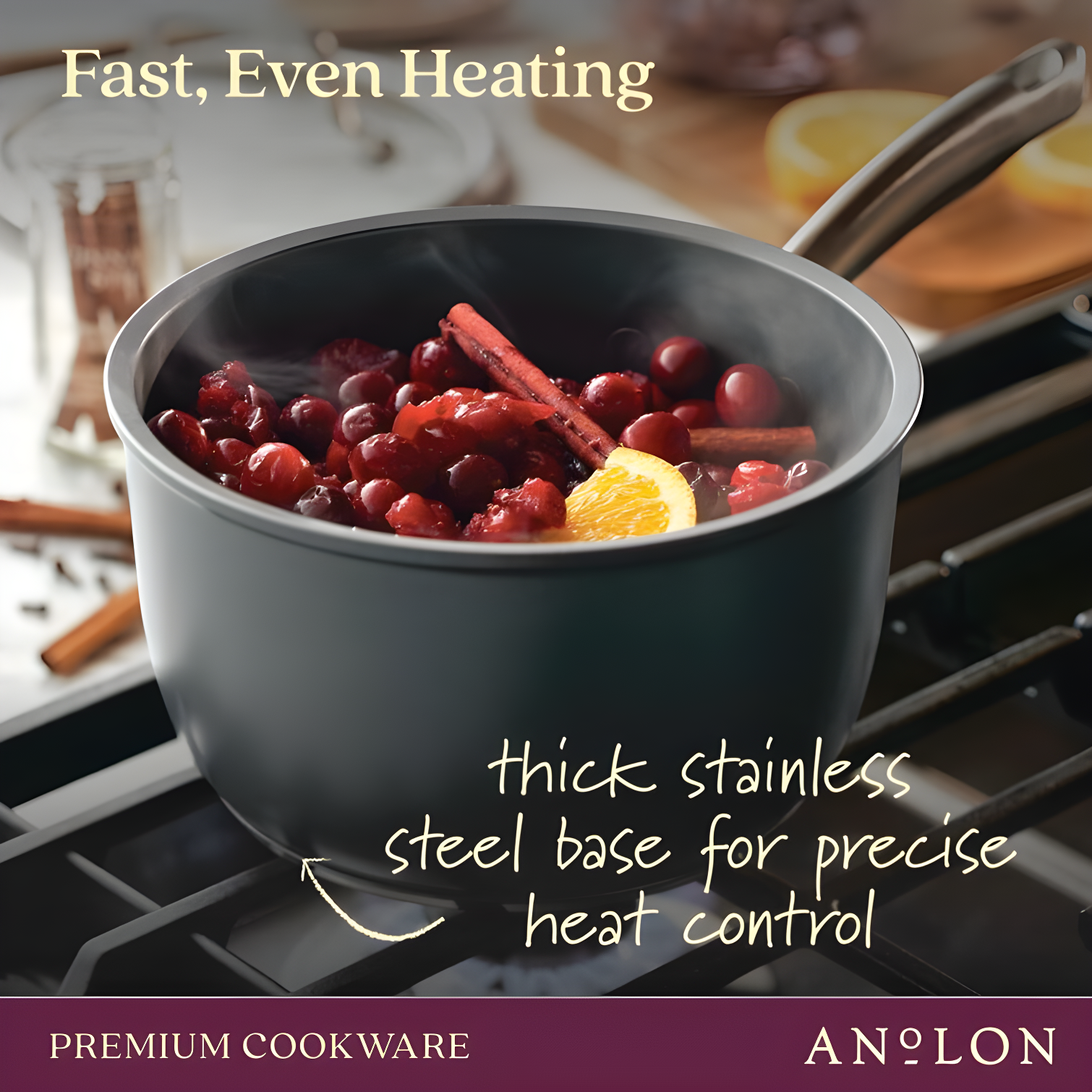 Anolon Anolon Accolade Forged Hard Anodized Nonstick Induction Sauce Pan with Lid, 2.5 Quart