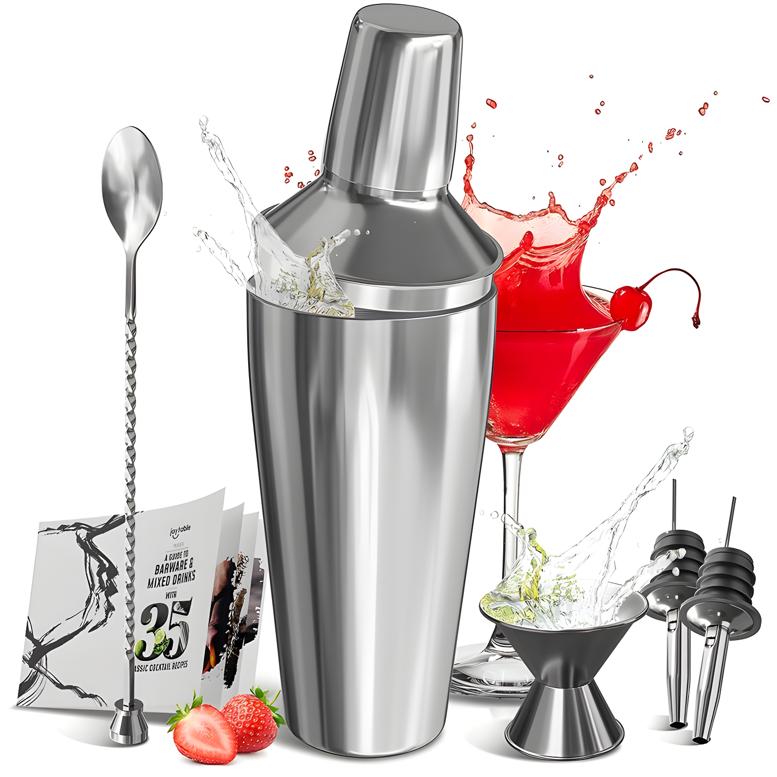 Joytable Joytable 8 Piece Stainless Steel Cocktail Shaker Bar Tool Set