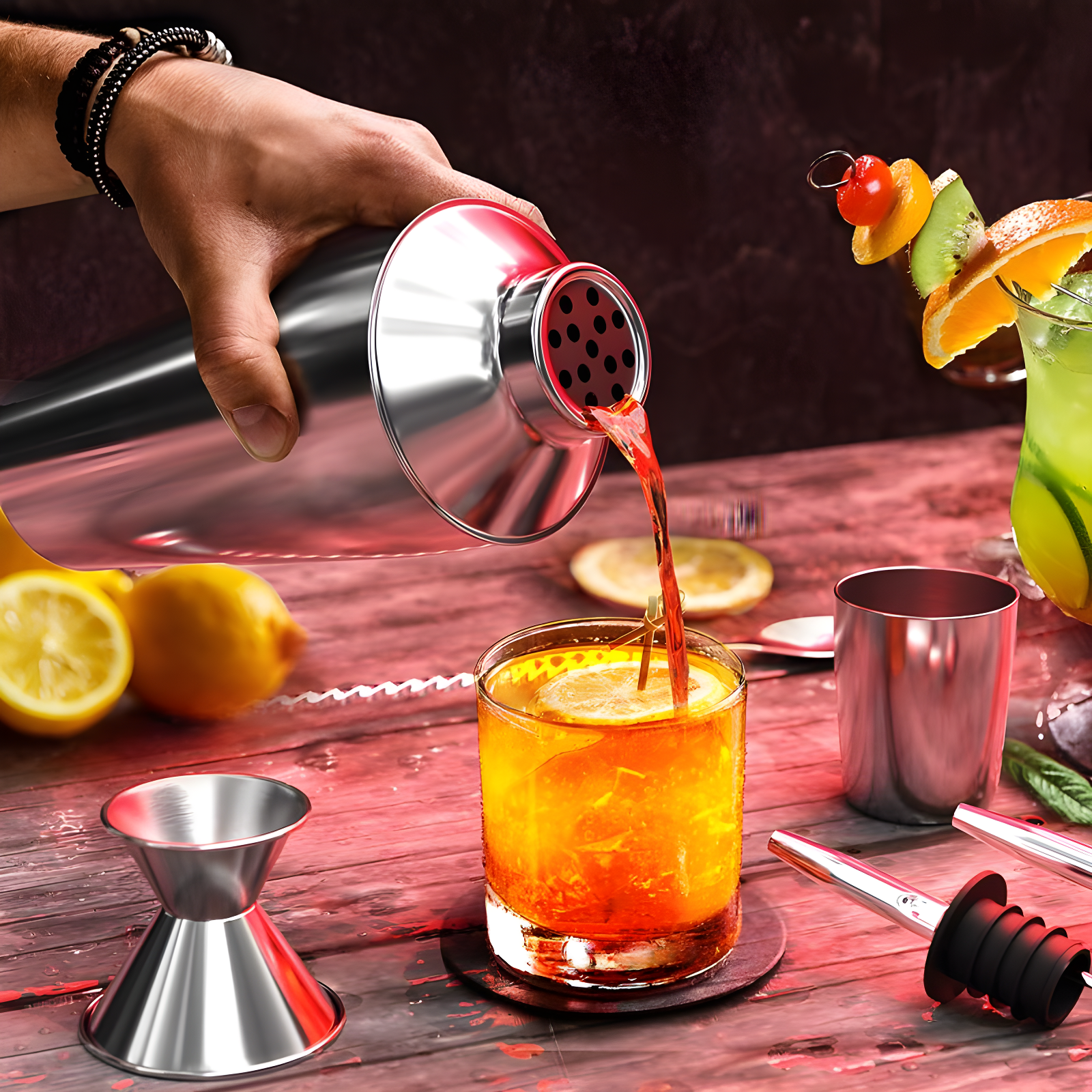 Joytable Joytable 8 Piece Stainless Steel Cocktail Shaker Bar Tool Set