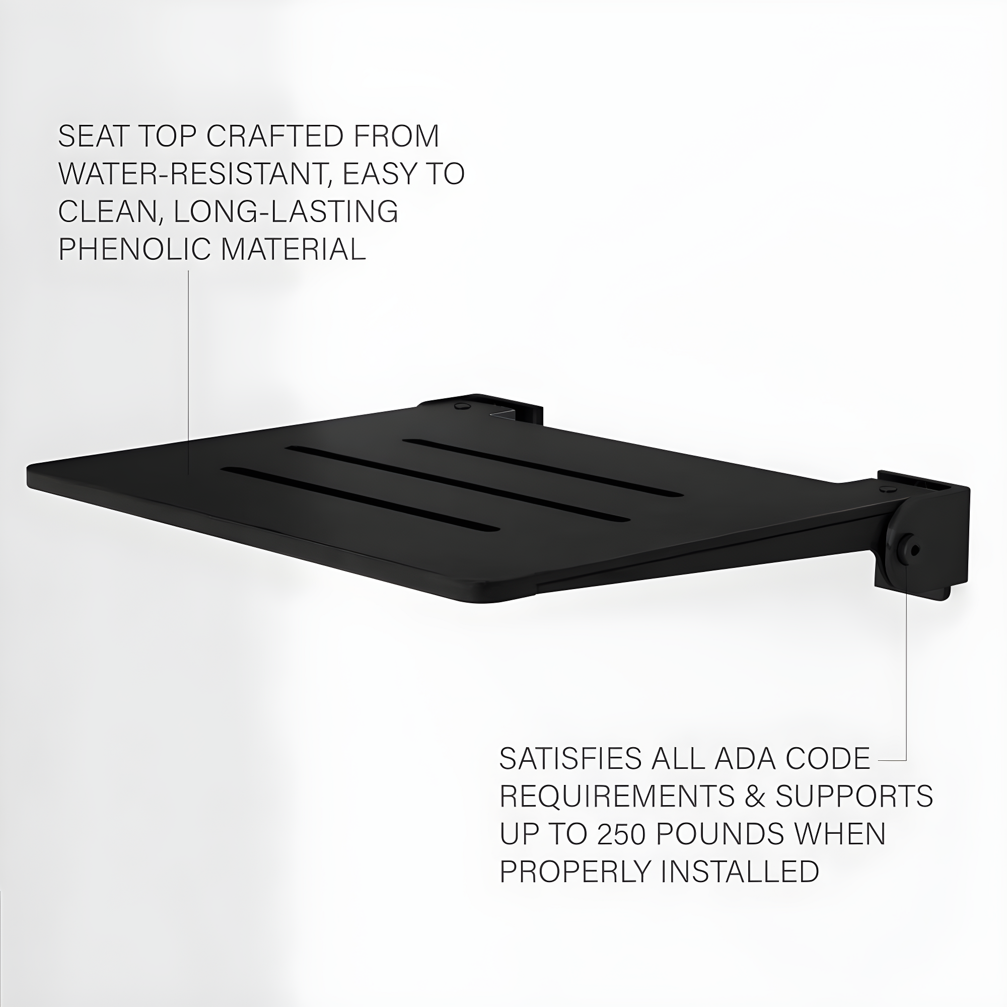 Seachrome SHAFSL-185155-PBS-S-MB SlimLine Folding Shower Bench Seat