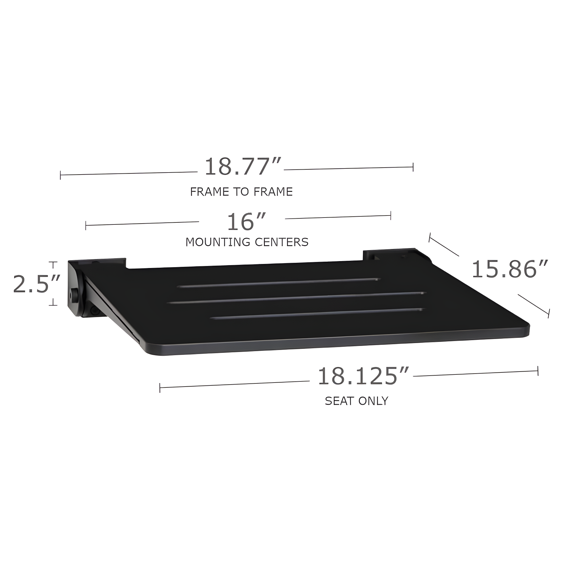 Seachrome SHAFSL-185155-PBS-S-MB SlimLine Folding Shower Bench Seat