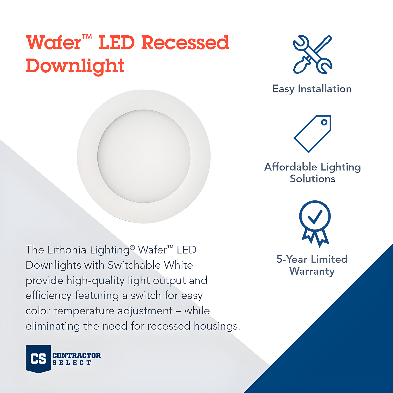 Wafer 4'' LED Retrofit Recessed Lighting Kit