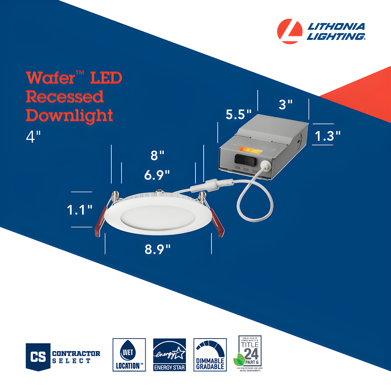 Wafer 4'' LED Retrofit Recessed Lighting Kit