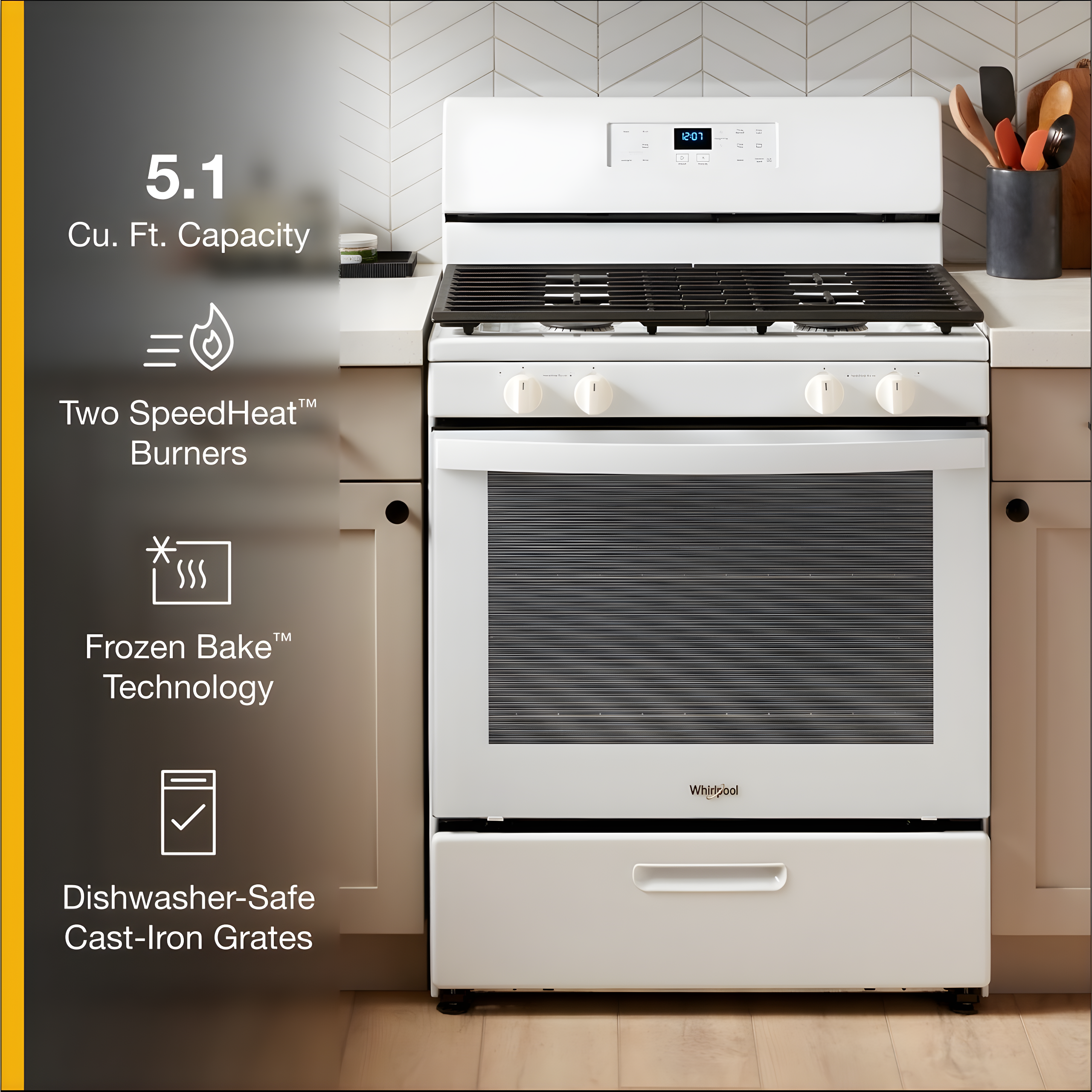 WHIRLPOOL WFG320M0MW 30" free standing gas range