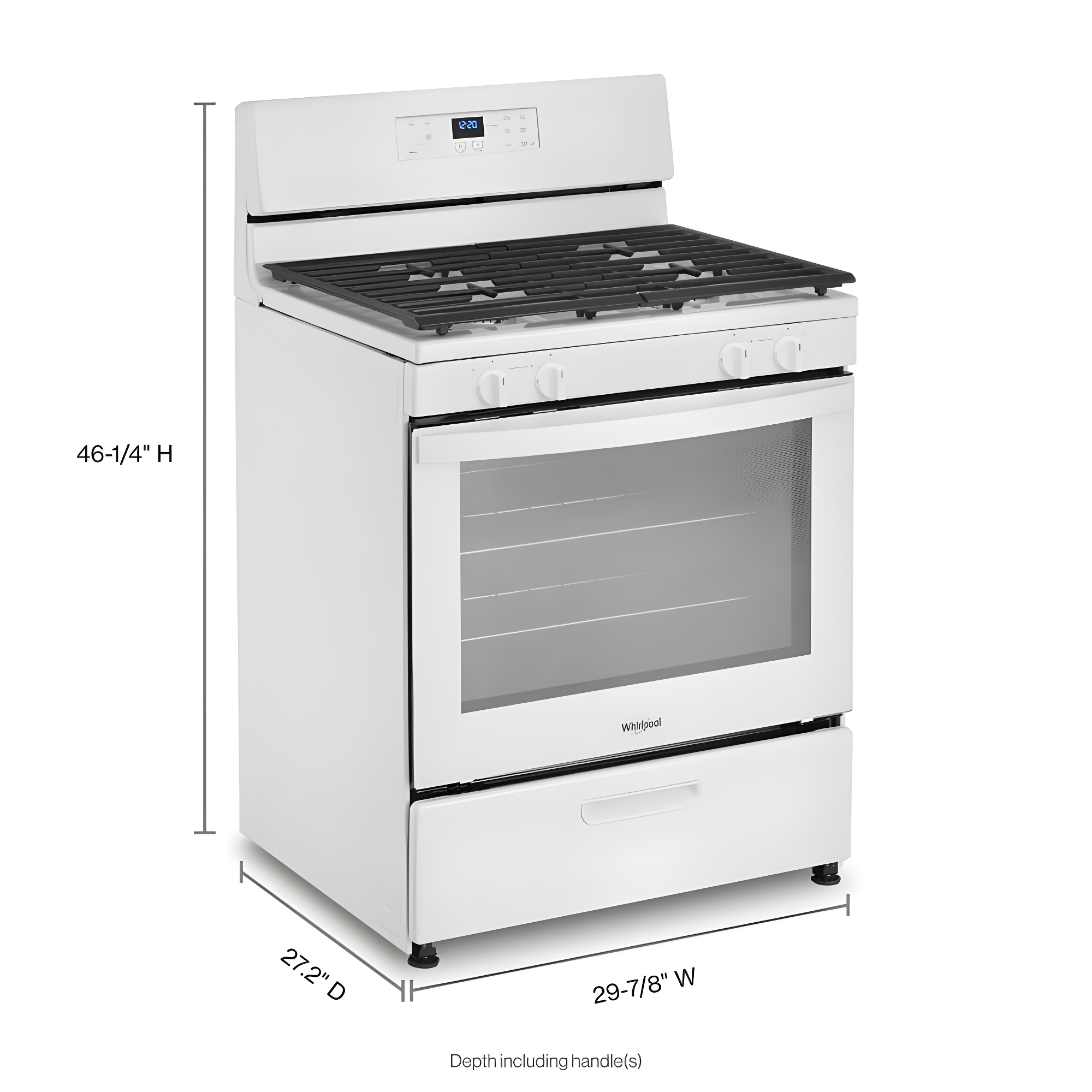 WHIRLPOOL WFG320M0MW 30" free standing gas range