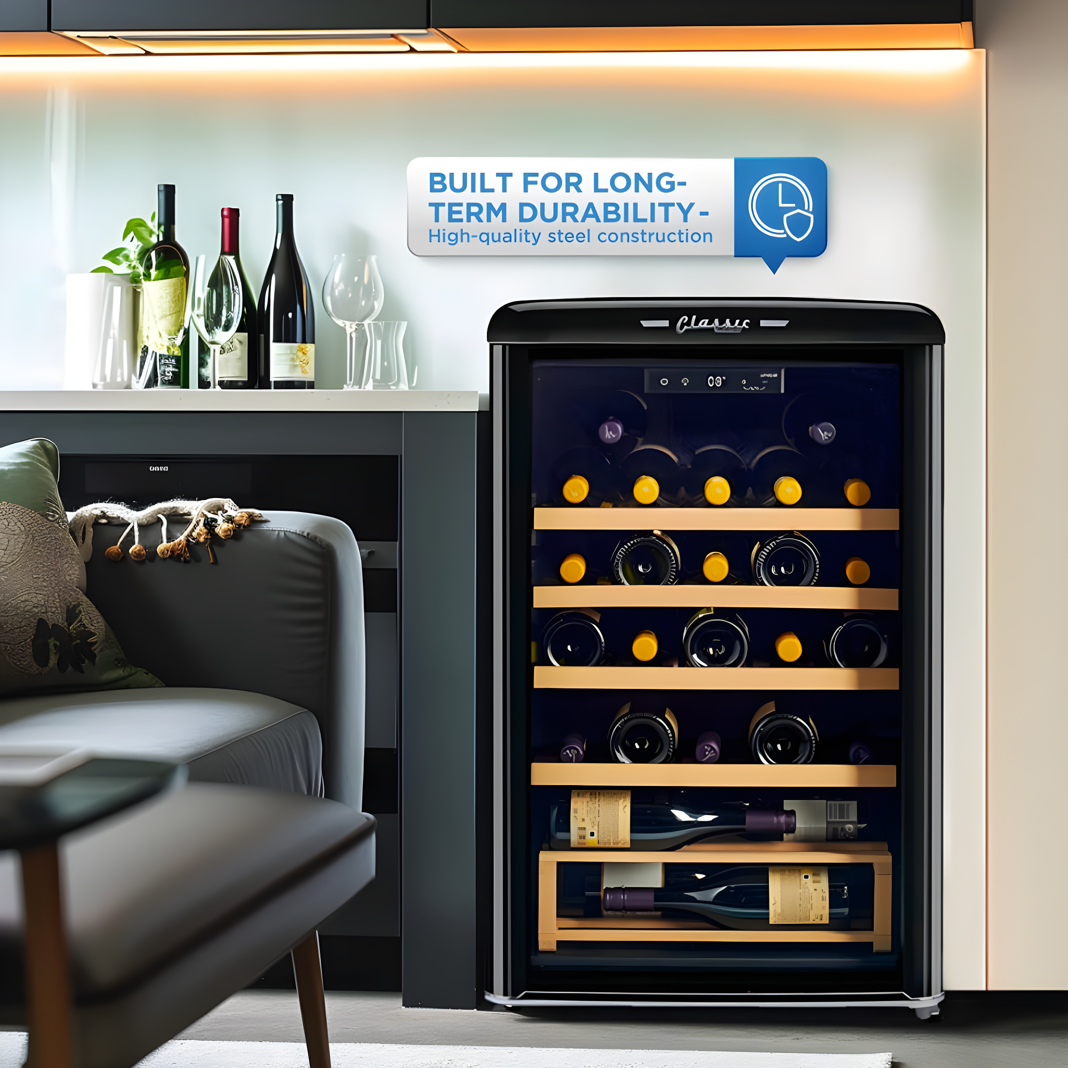 Unique Appliances Ugp-125Cr Wf Classic Retro 24" Wide 28 Bottle Capacity Free Standing