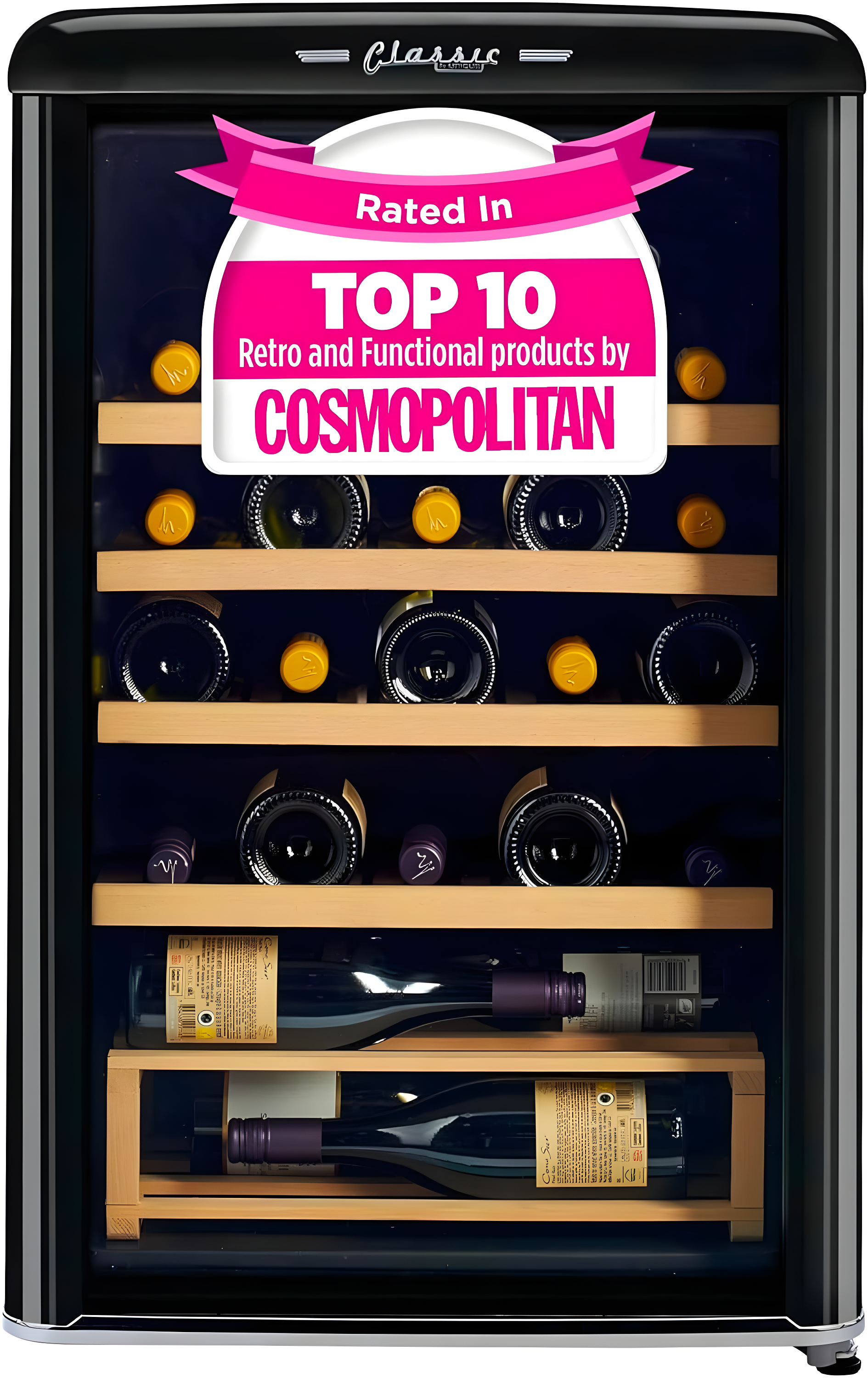 Unique Appliances Ugp-125Cr Wf Classic Retro 24" Wide 28 Bottle Capacity Free Standing