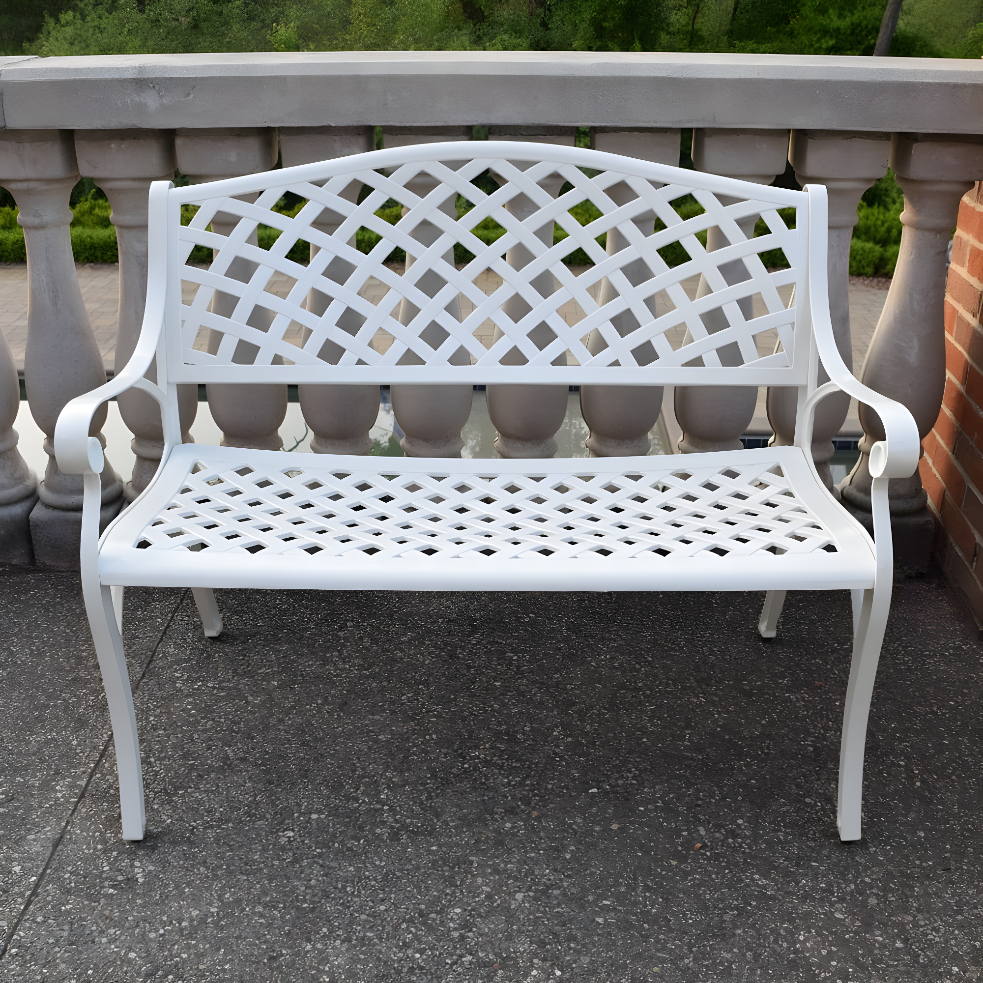 Oakland Living Outdoor Aluminum Modern Black Bronze Grey White Patio Bench Loveseat White