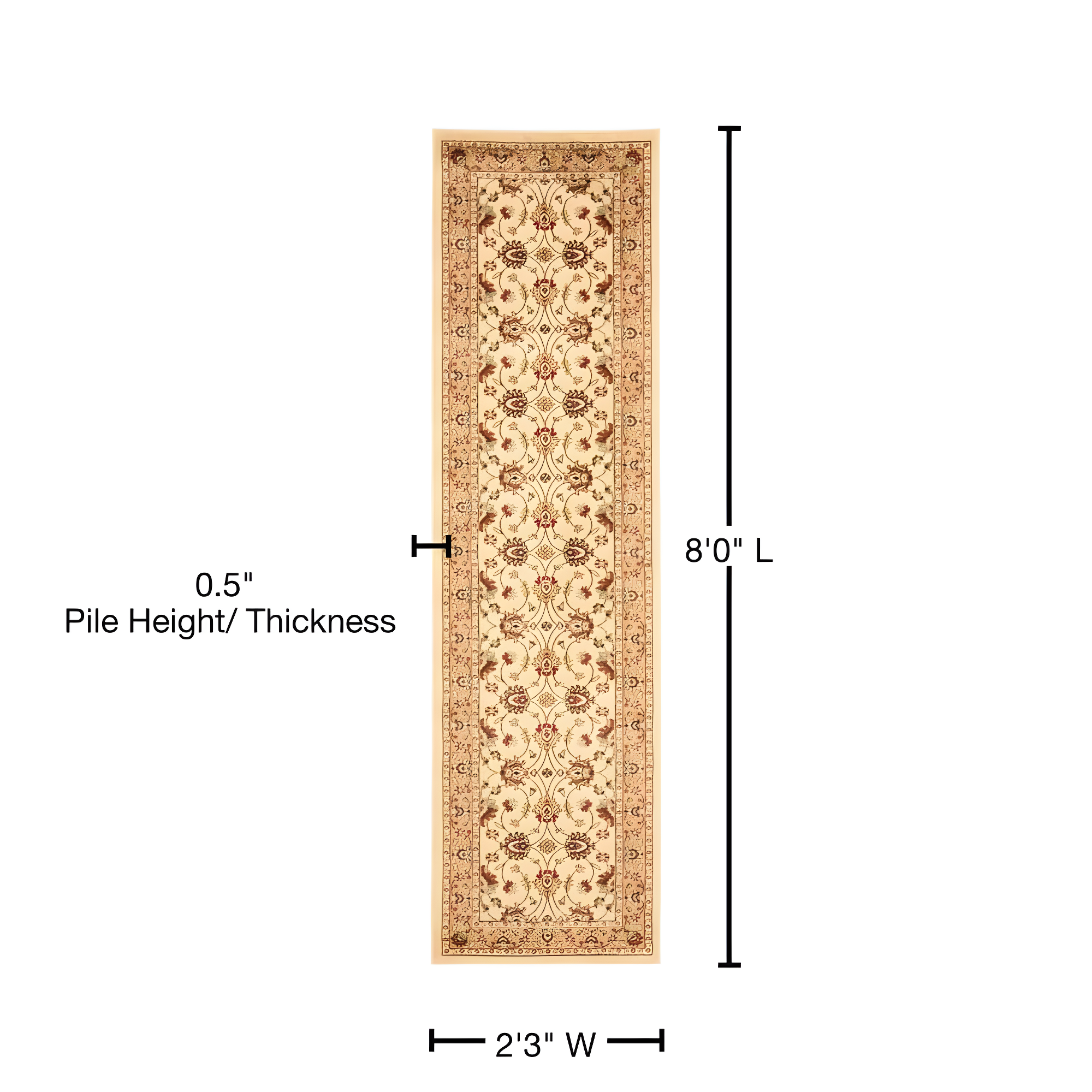 Lyndhurst LNH553 Power Loomed Runner Rug - Ivory/Beige - 2'3"x8' - Safavieh.