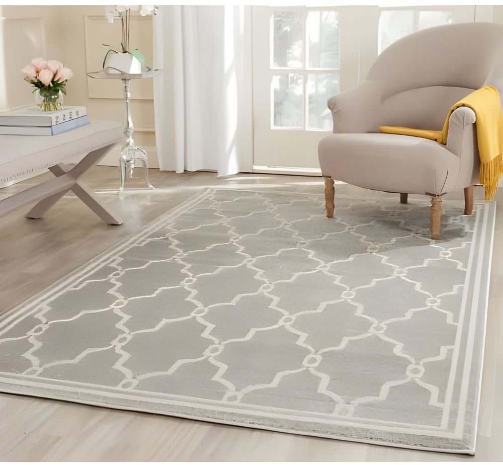 Amherst AMT414 Power Loomed Indoor Accent Rug - Light Grey/Ivory - 3'x5' - Safavieh