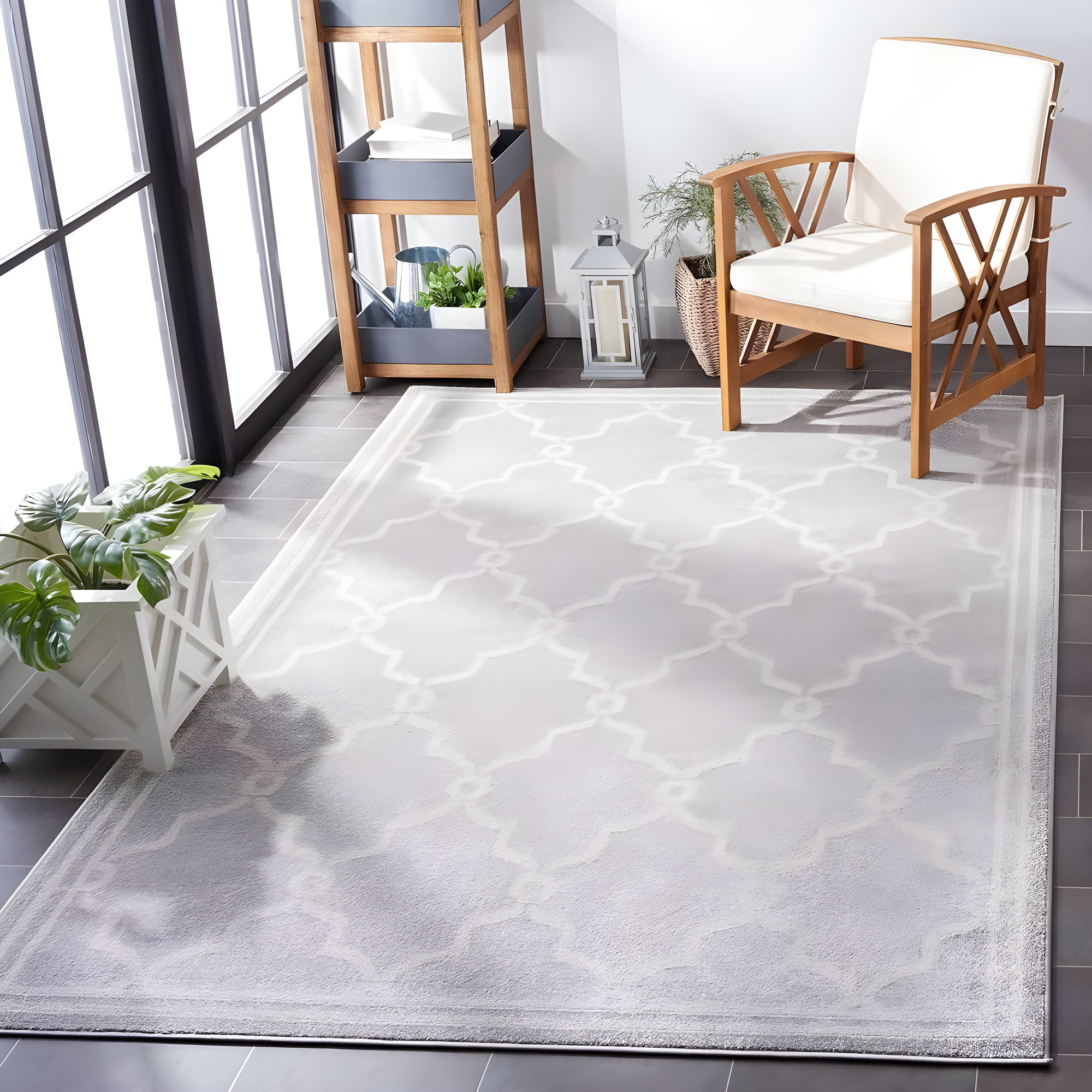 Amherst AMT414 Power Loomed Indoor Accent Rug - Light Grey/Ivory - 3'x5' - Safavieh