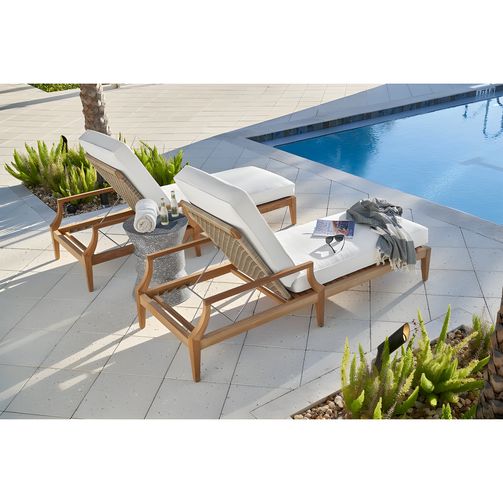 Coastal Living™ by Universal Furniture Chesapeake Outdoor Teak Wood Chaise Lounge , Cushion Included