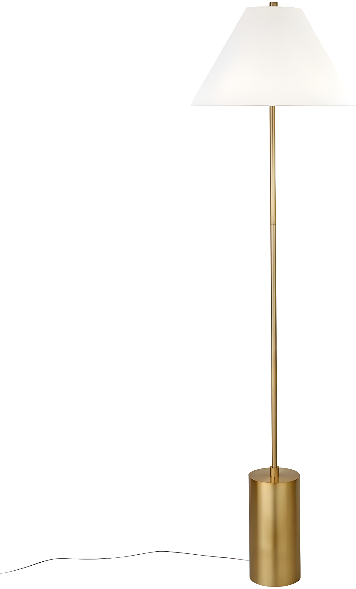 Evelyn&Zoe Somerset 64" Tall Floor Lamp with Empire Fabric Shade, Brass/White